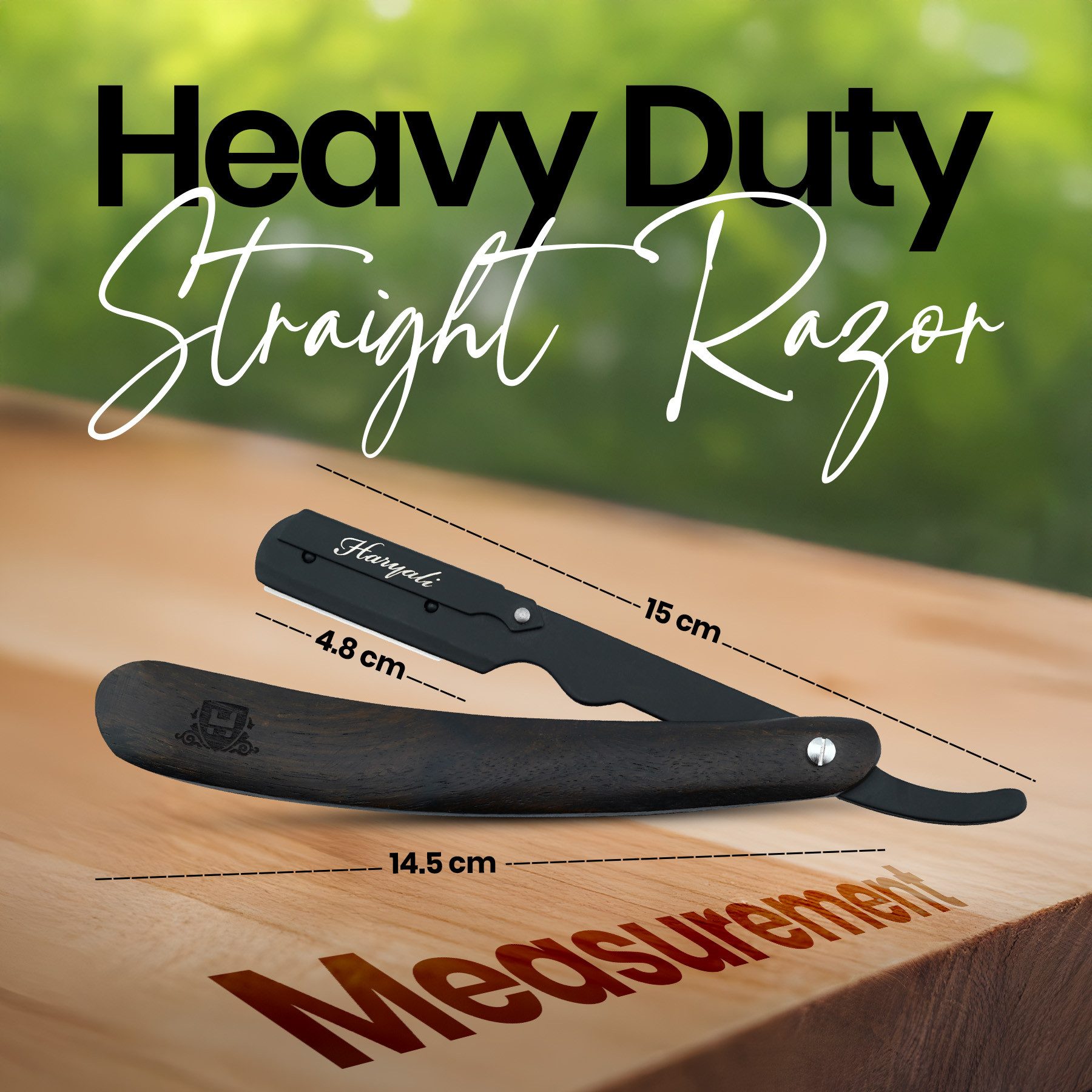 Haryali London Rasiermesser Premium Rasierer, Shavette, Holzrasierer, ergonomisch, pack, Rasierapparat mit Klinge und Holzoberfläche., Abwaschbarer, rutschfester Griff. Passend für alle Rasierklingen.