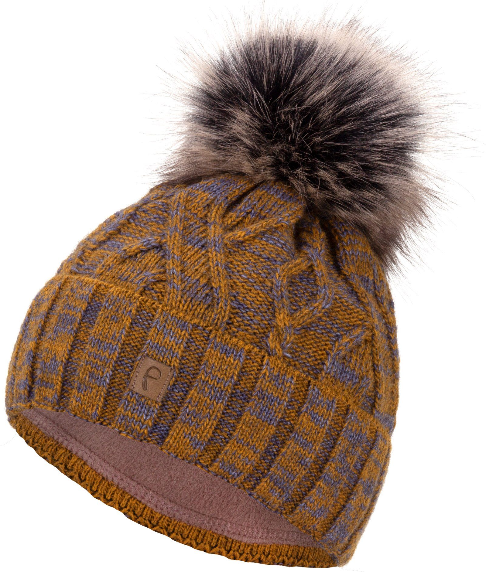 Mütze Wintermütze Beanie Haube Herren Strickmütze Bommelmütze senf Bommelmütze Damen gefüttert Faera