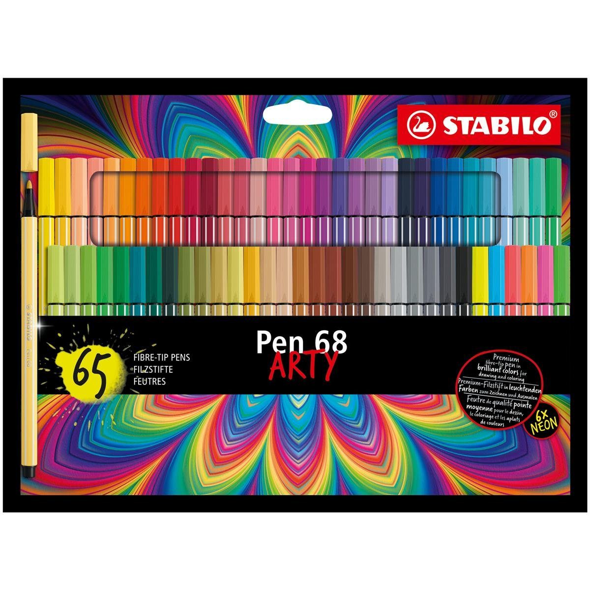 STABILO Fineliner STABILO Pen 68 ARTY Filzsift - 0,4 mm - 65er Set