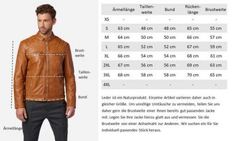 RICANO Lederjacke Caesar 100% Echtes und hochwertiges Lamm-Nappa Leder, Bikerapplikationen auf der Schulter
