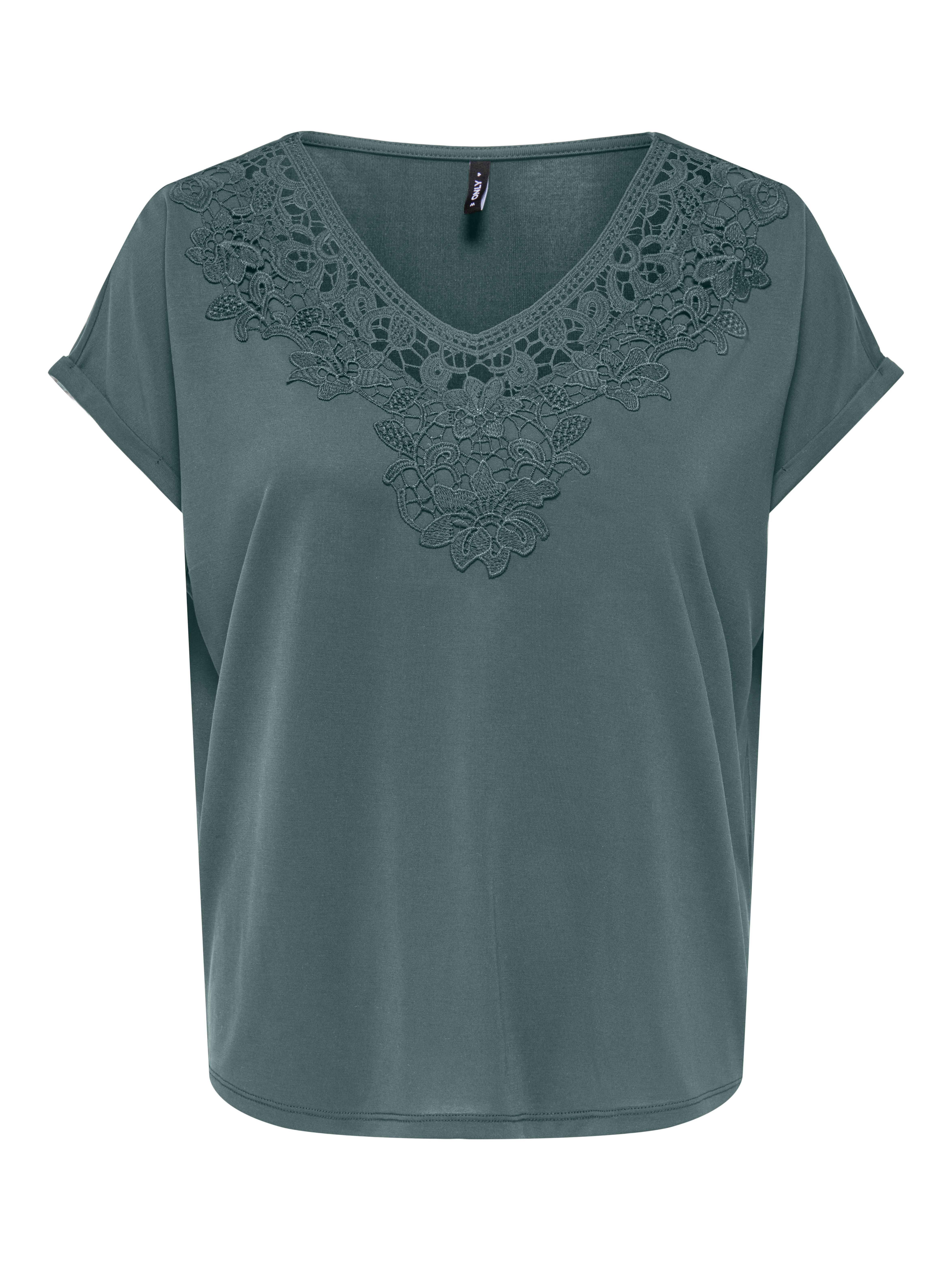 ONLY V-Shirt ONLFREE S/S CROCHET TOP CS JRS Materialmix, regular fit