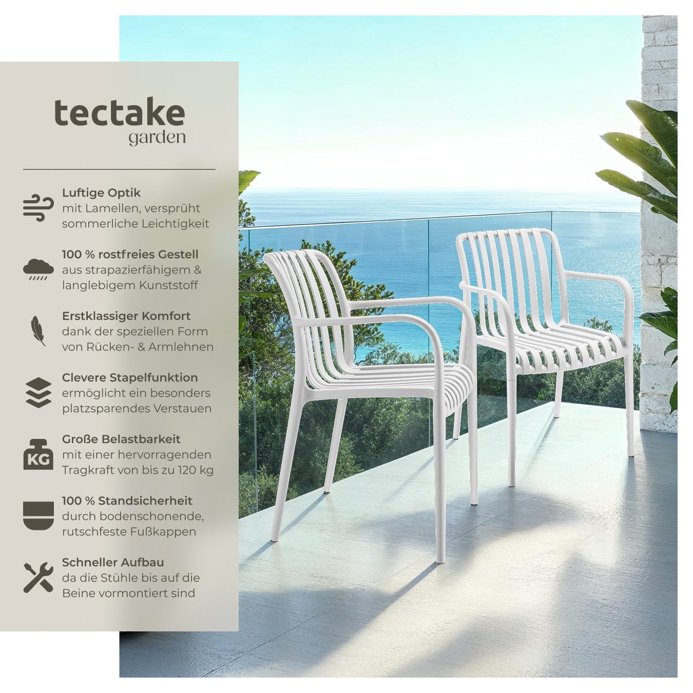 tectake Gartenstuhl Gartenstühle (Set, 4 St), günstig online kaufen