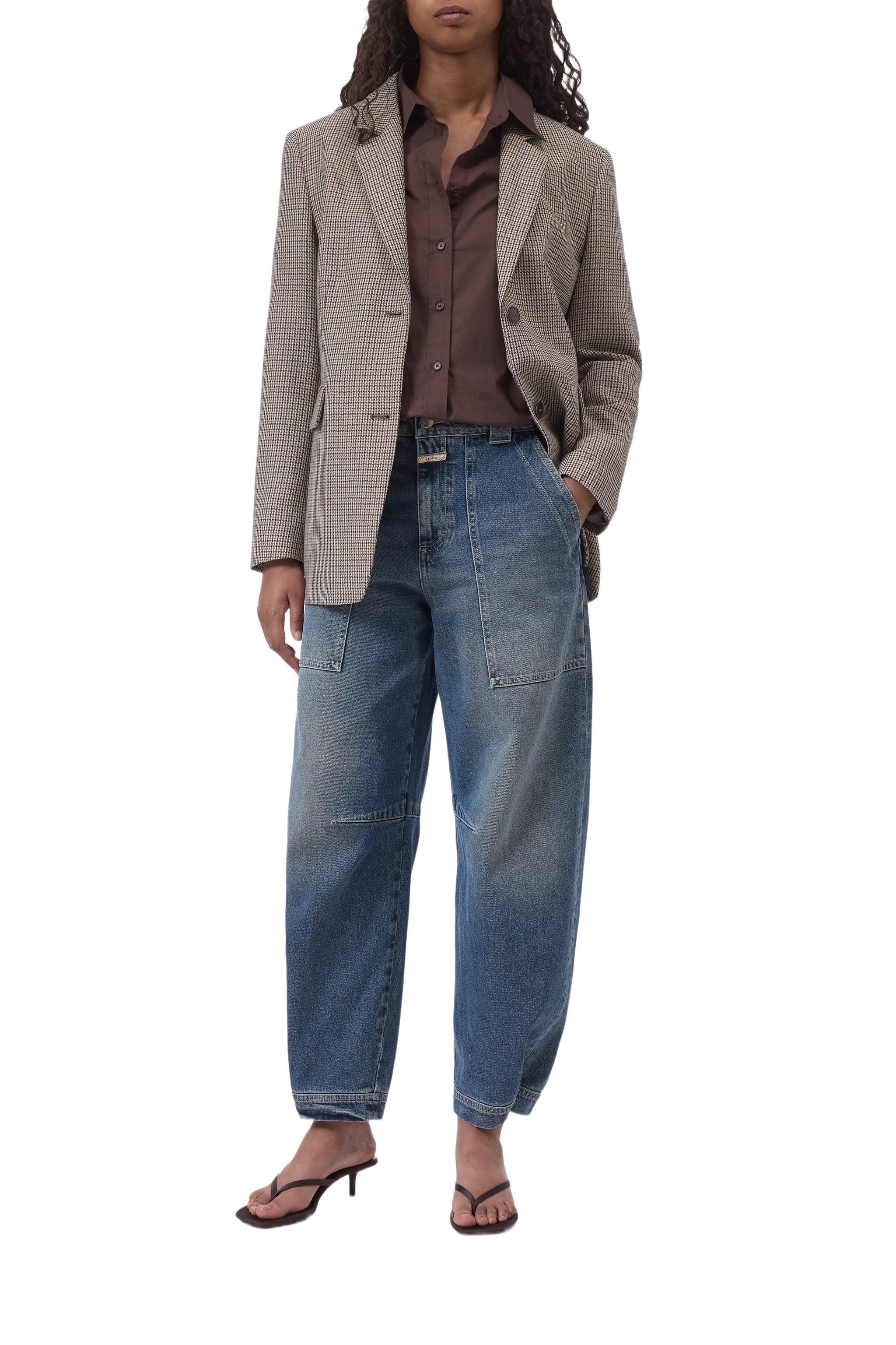 CLOSED Stoffhose blau,Casual,Baumwolle,Unifarben,Barrel Fit,Mittel