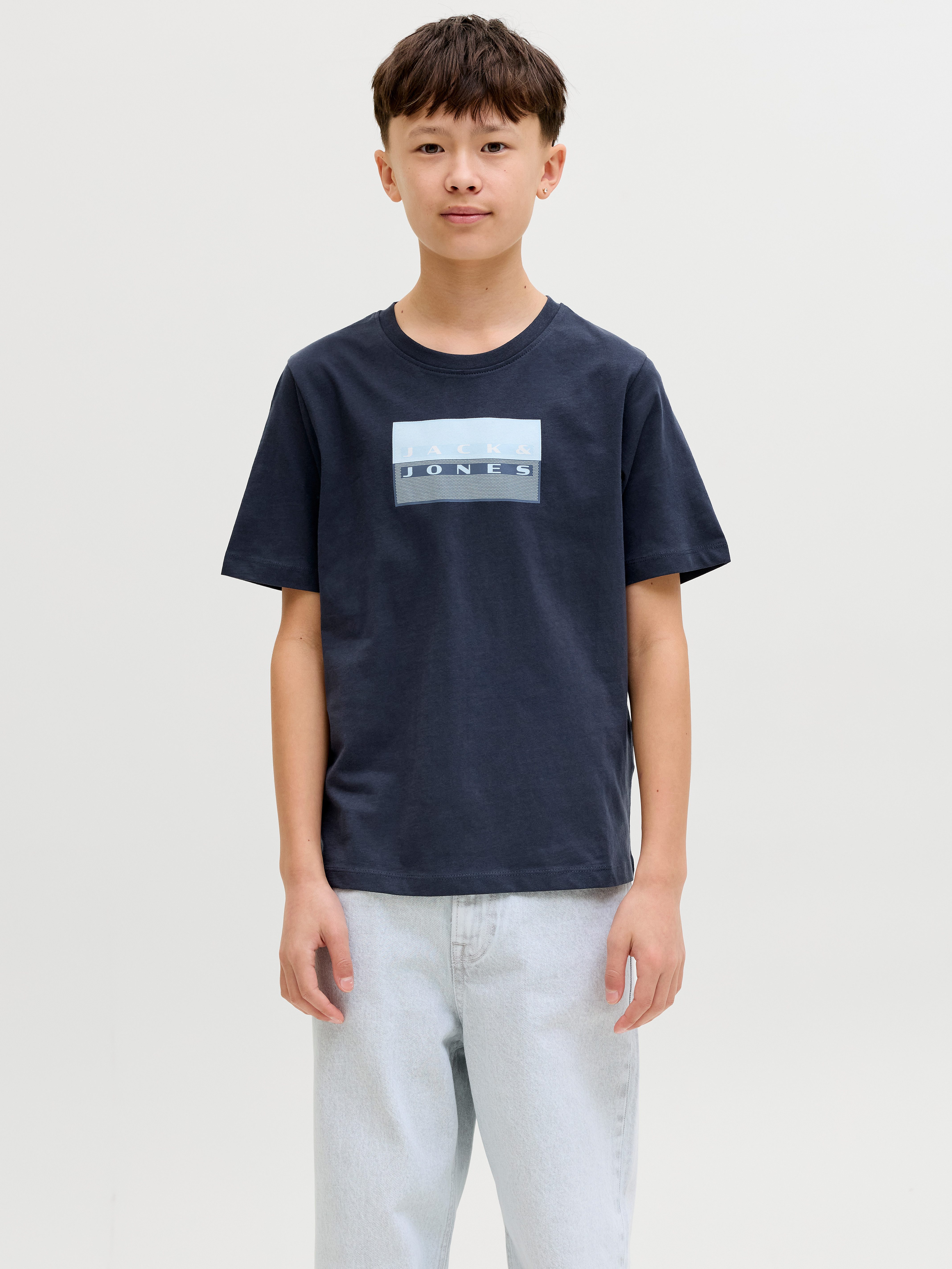 Jack & Jones Junior Rundhalsshirt JCOFUSION DOTS PRINT TEE SS CN JNR Baumwolle, normal geschnitten
