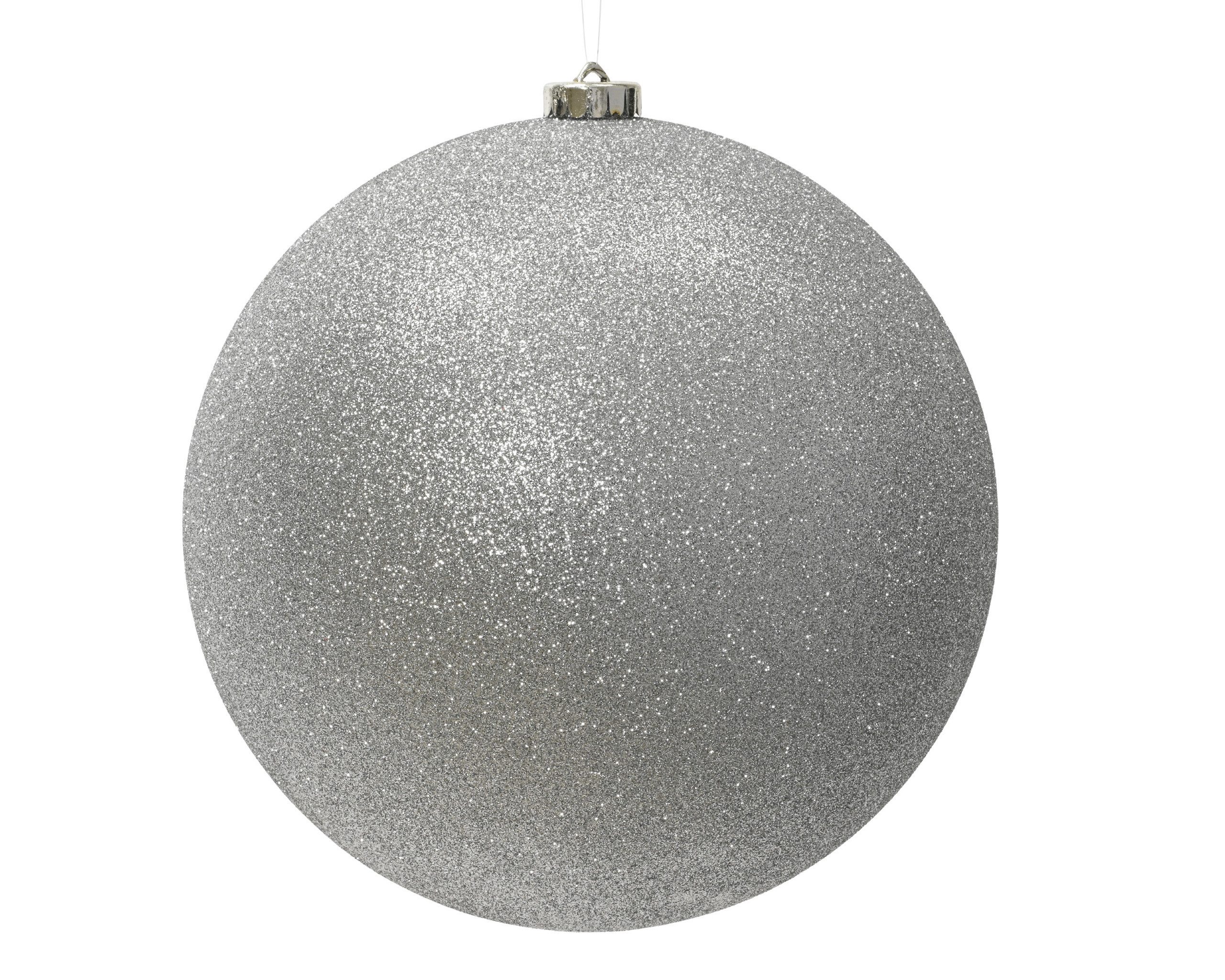 Kaemingk Weihnachtsbaumkugel, Weihnachtskugel Kunststoff 14cm Glitzer 1 Stück - Silber