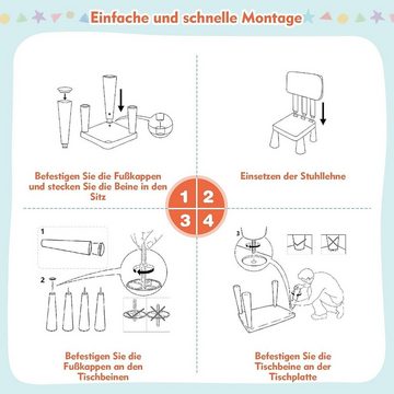 KOMFOTTEU Kindersitzgruppe Kindertisch mit 2 Stühlen, (Set), aus Kunststoff