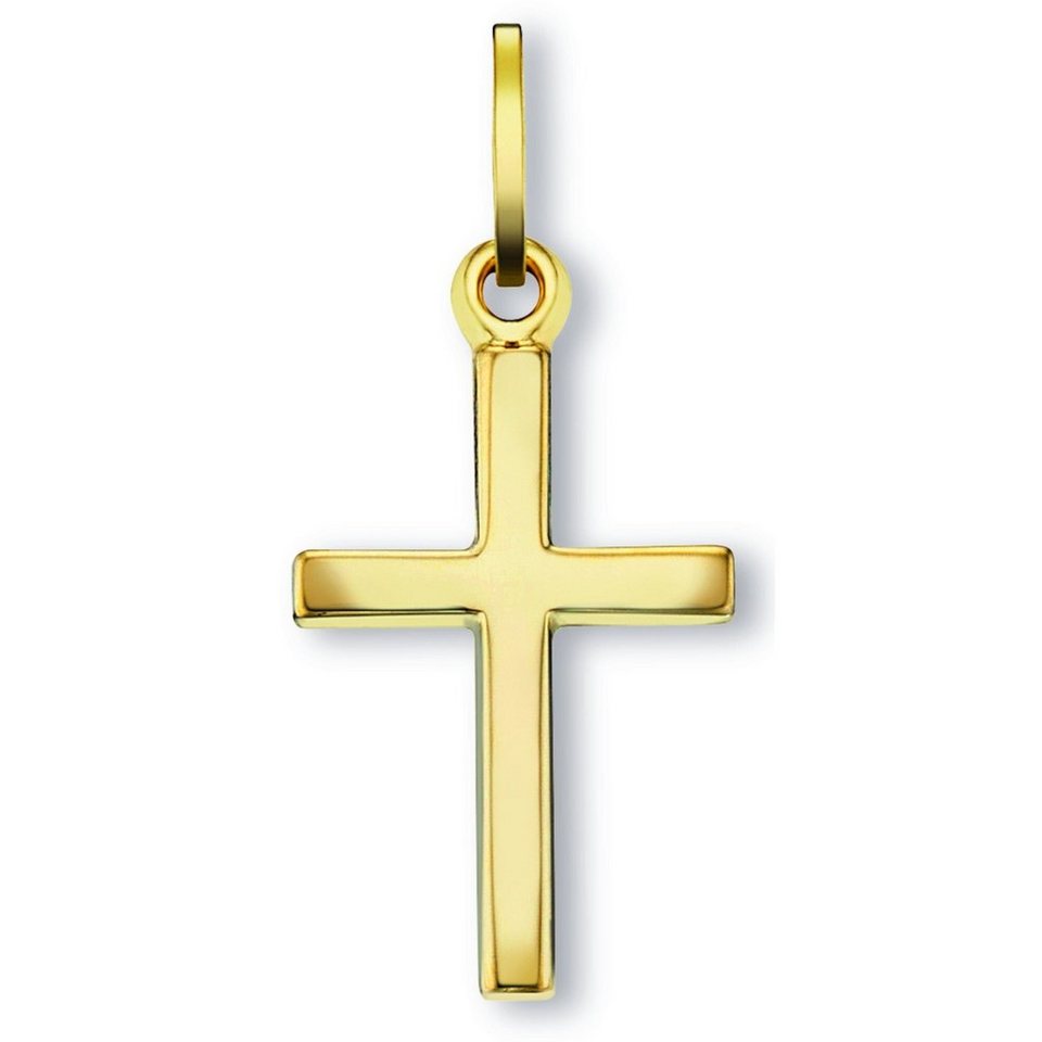 ONE ELEMENT Kettenanhänger Kreuz Anhänger aus 333 Gelbgold, Damen Gold  Schmuck, Abmessung / Motiv : 22 mm x 19 mm x 1 mm