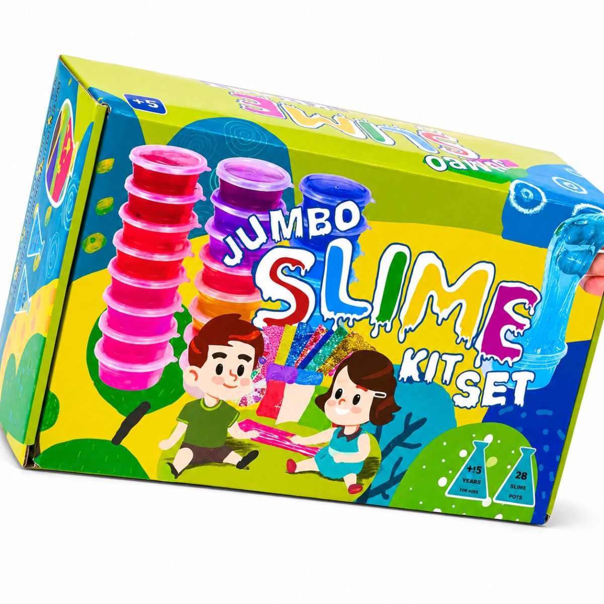 R2 Invest Kreativset Slime XXL für Kinder mit Glitzer Perlen Formen und Werkzeug