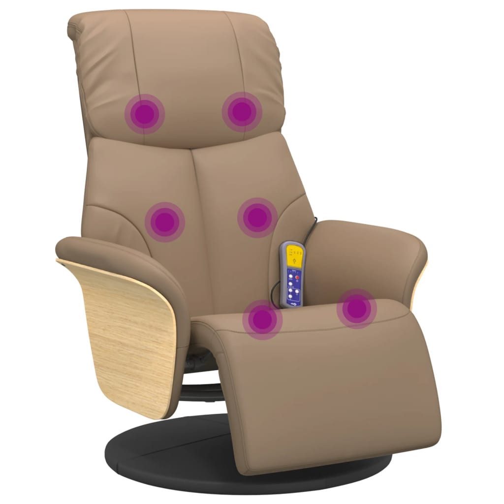 vidaXL Sessel Massagesessel mit Fußteil Cappuccino-Braun Kunstleder (1-St)
