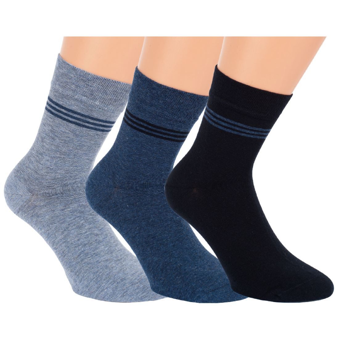 Riese Kurzsocken Herren ohne Gummidruck (Packung, 3er Pack) Softrans extra weich, gekettelte Fußspitze, bunte Streifen