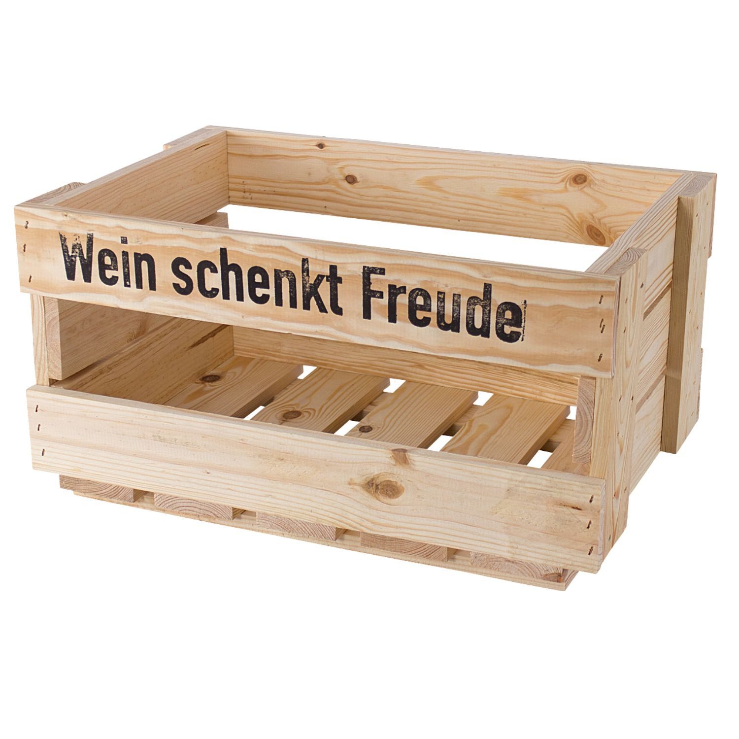 Allzweckkiste Neue Weinkisten "Wein schenkt Freude" Natur ca 46 x 30,5 x 24cm Obstk (Spar-Set)