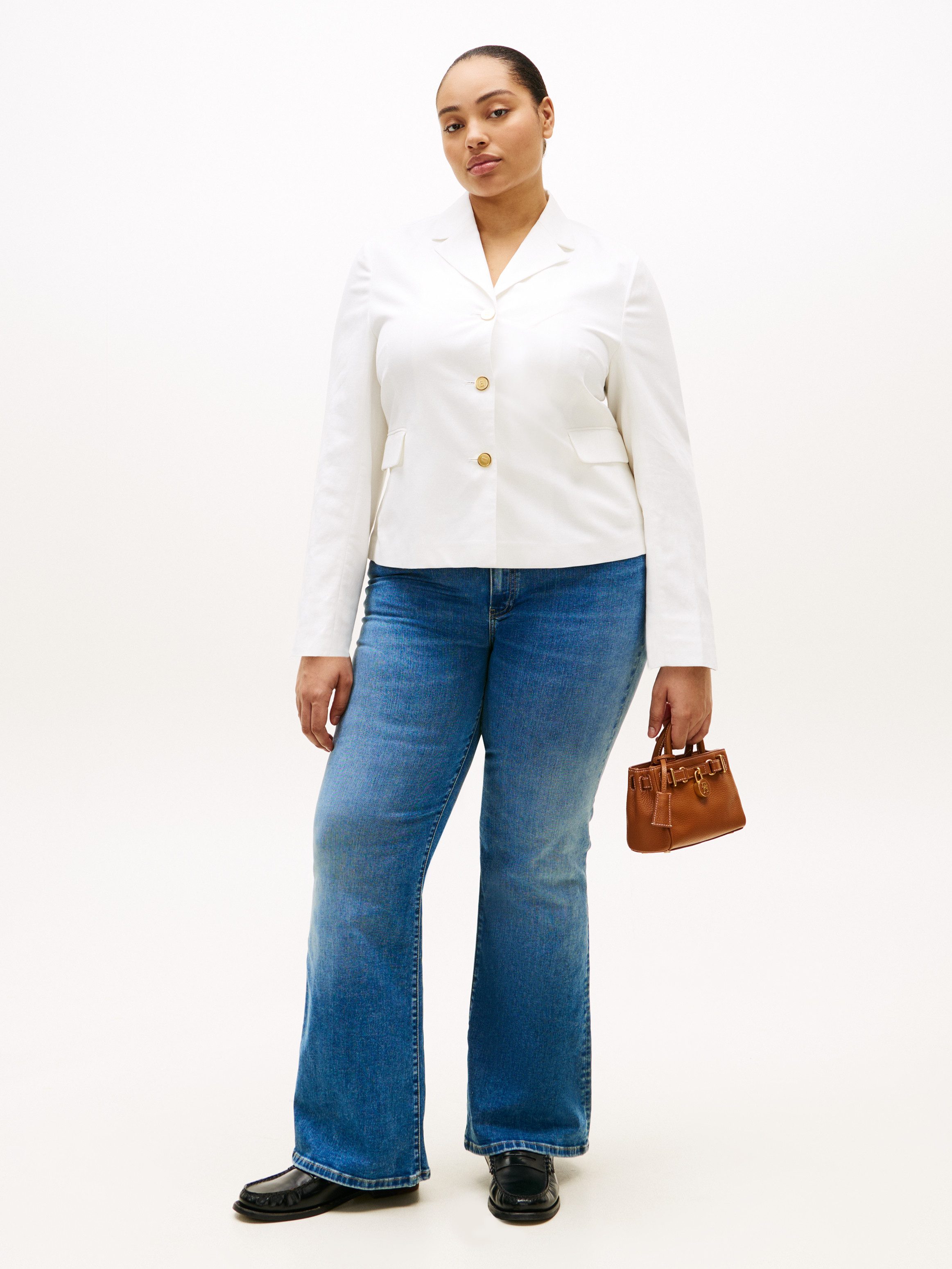 Tommy Hilfiger Curve Jackenblazer CRV LINEN MIX SLIM BLAZER in großen Größen, mit Revers