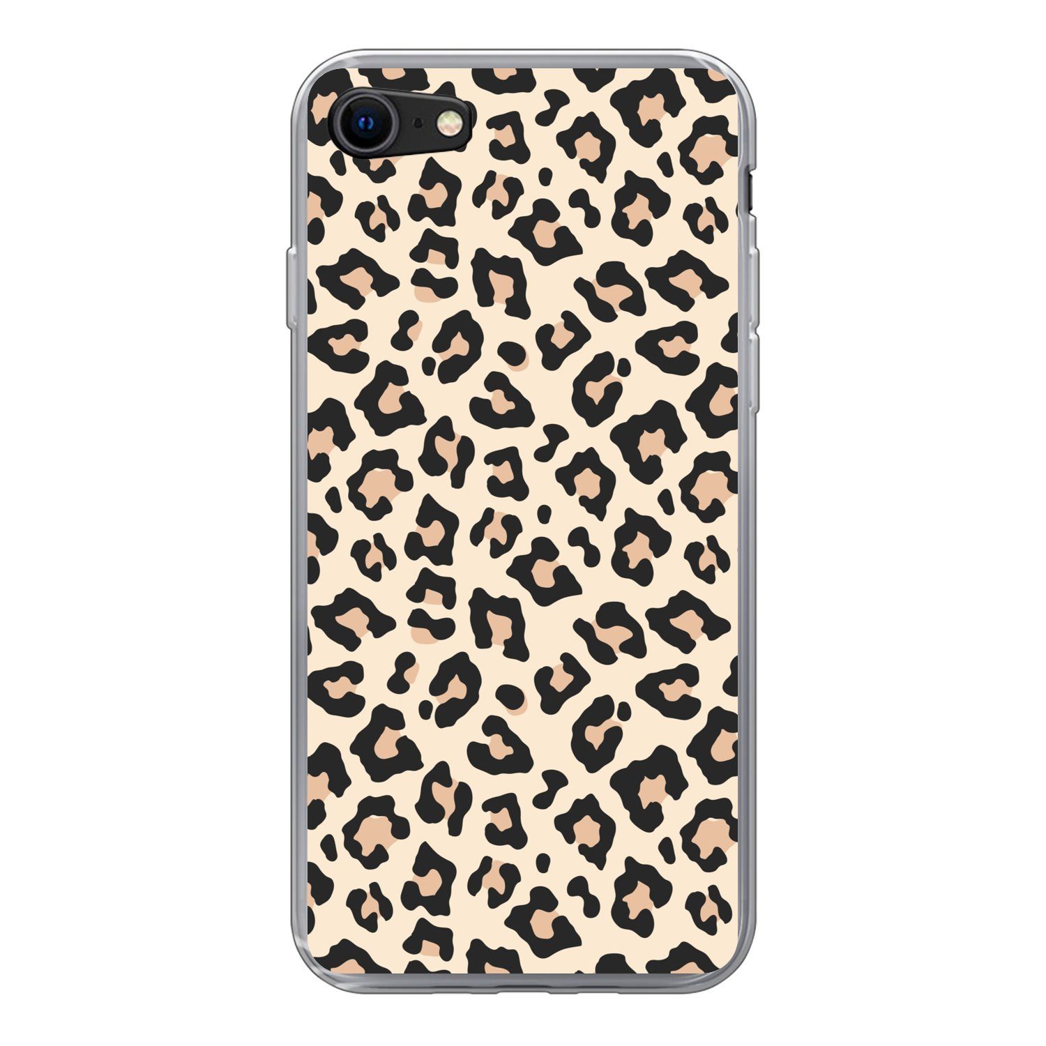 MuchoWow Handyhülle für Apple iPhone 8 Weiß - Rosa - Leopardenmuster, Smartphone-Bumper, Print, Handy Schutzhülle Dünn