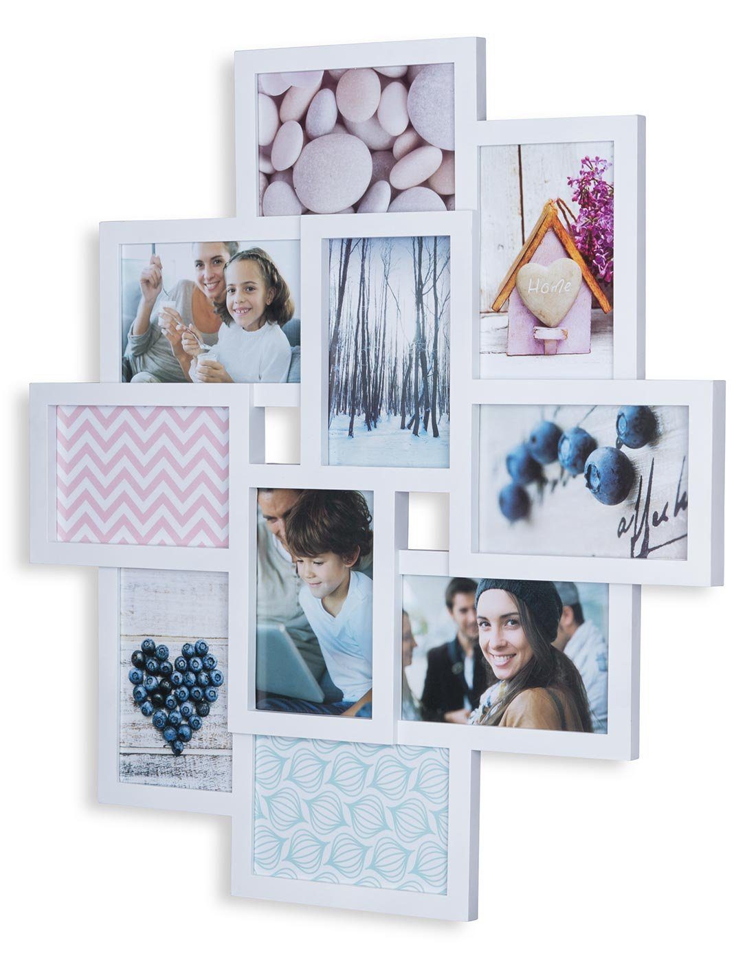 Levandeo® Bilderrahmen Collage, Bilderrahmen weiß 10 Fotos Fotogalerie Foto günstig online kaufen