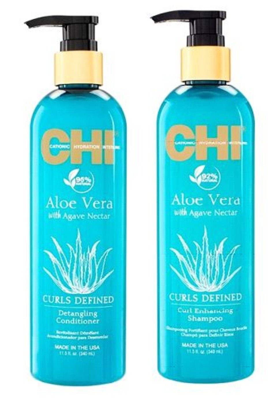 CHI Haarpflege-Set CHI Aloe Vera Curls SET Conditioner + Shampoo (je 340 ml), 2-tlg.