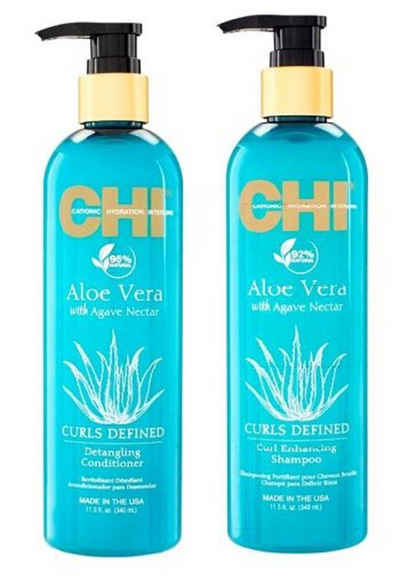 CHI Haarpflege-Set CHI Aloe Vera Curls SET Conditioner + Shampoo (je 340 ml), 2-tlg.