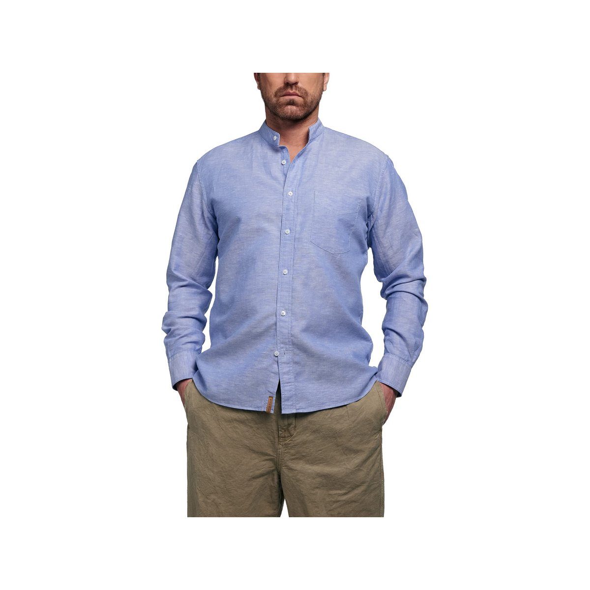 Angabe) keine (1-tlg., blau Kurzarmhemd Eterna