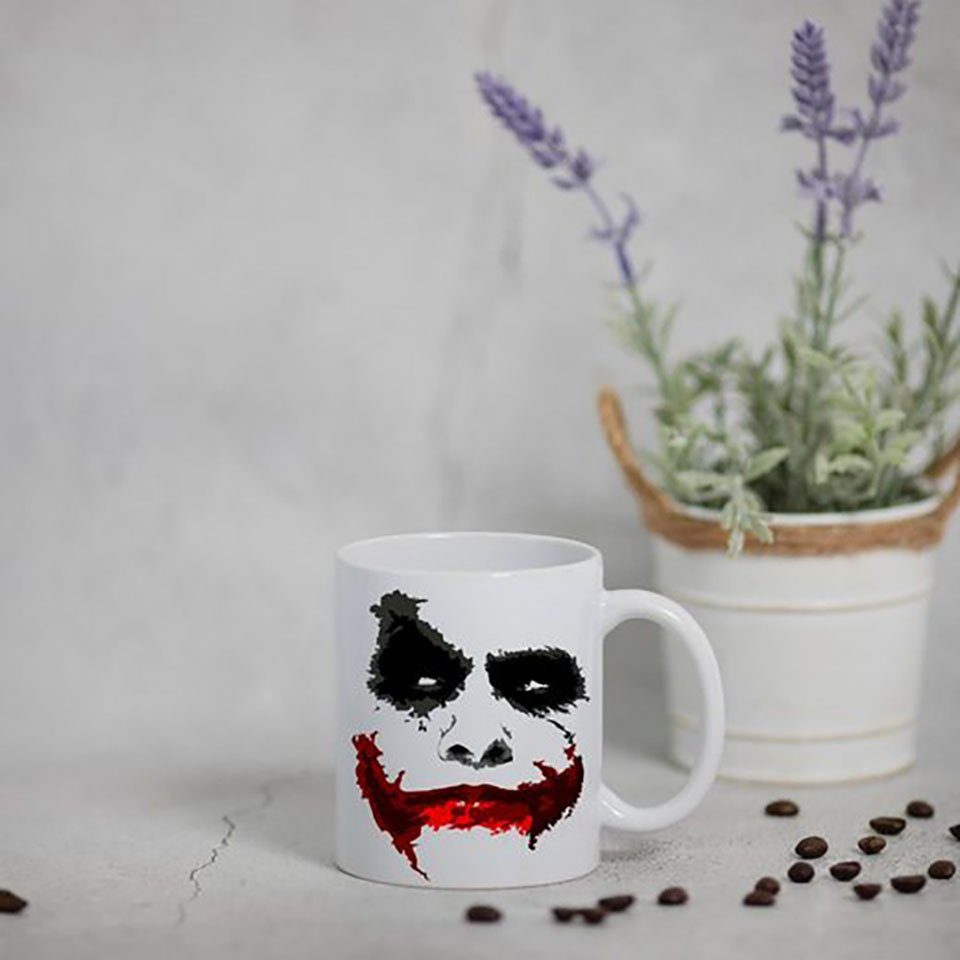 Logo Weiß trendigem Joker Geschenk Keramik Tasse mit Print, Youth Designz Kaffeetasse