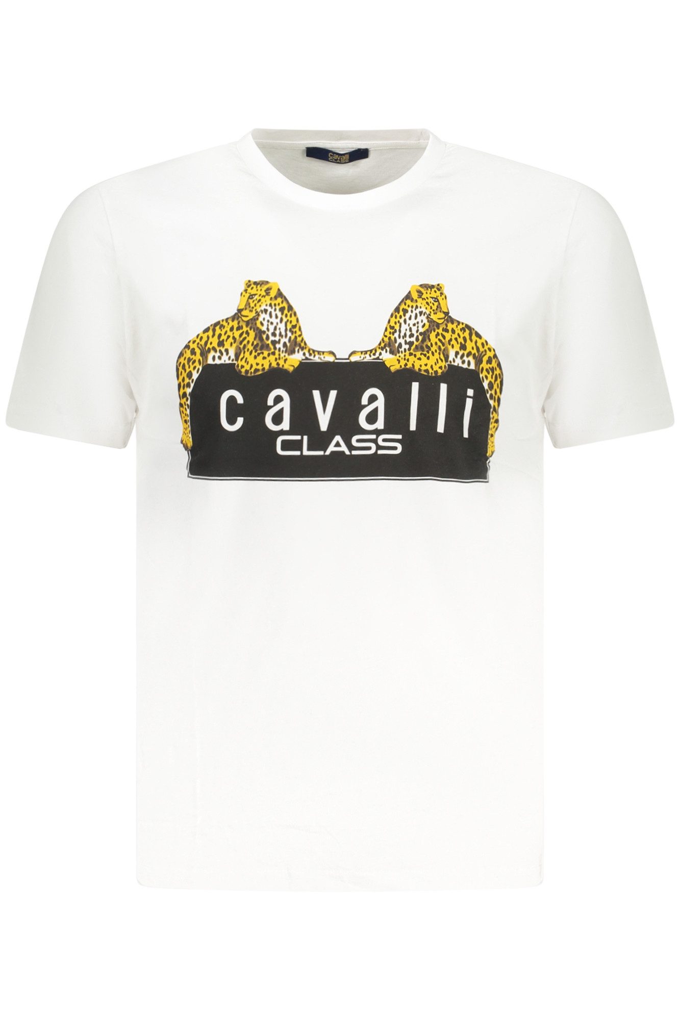 Cavalli Class T-Shirt Weißes Herren T-Shirt mit Rundhals und Logo-Print