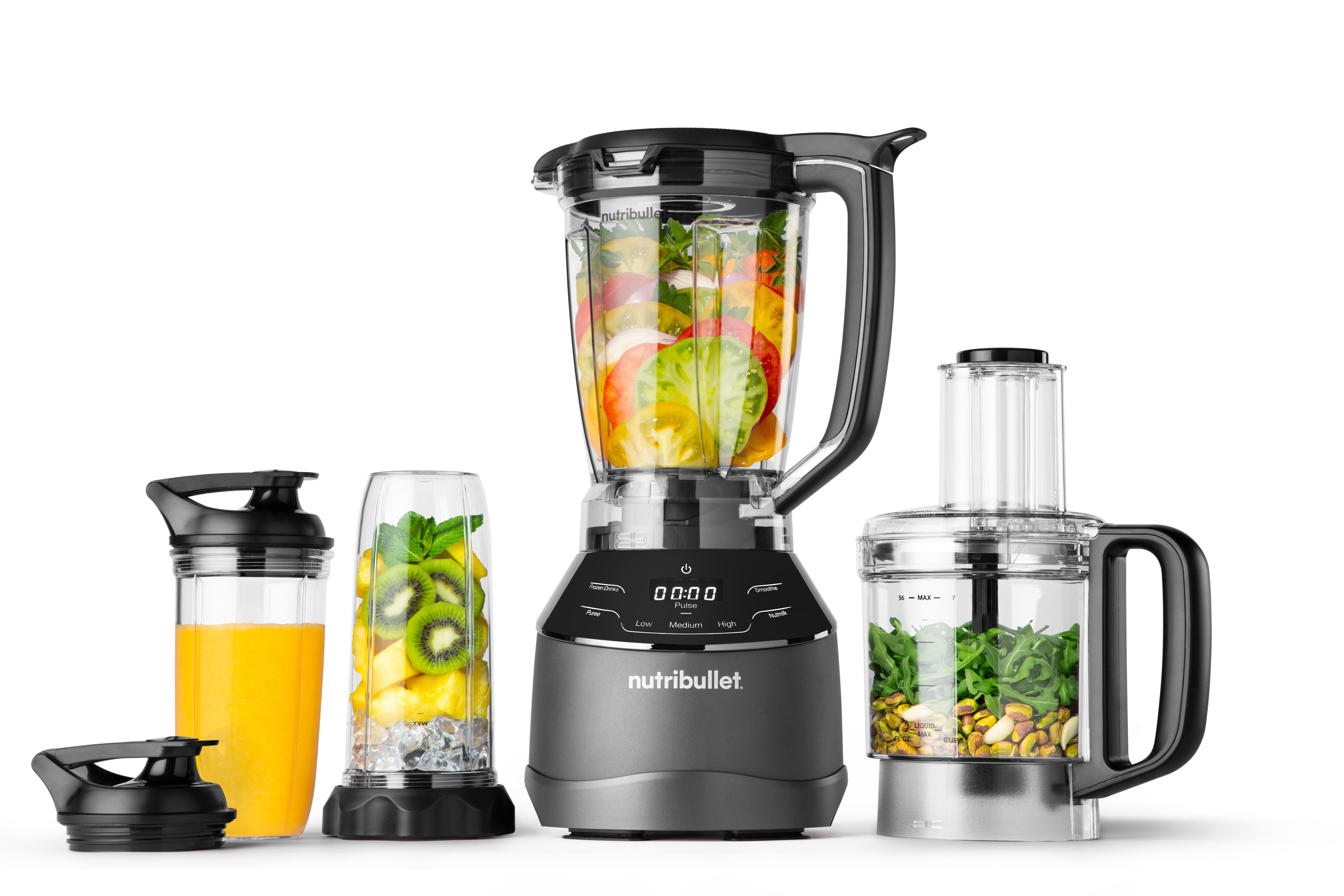 nutribullet Standmixer nutribullet Full Size Blender Combo NBF580B - Standmixer, 1200 Watt, 1500 W, 3 Geschwindigkeitsstufen, 1,8 Liter Krug, 2 Mixbecher (700&925ml)
