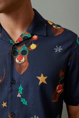 Next Langarmhemd Hemd mit Weihnachtsprint (1-tlg)
