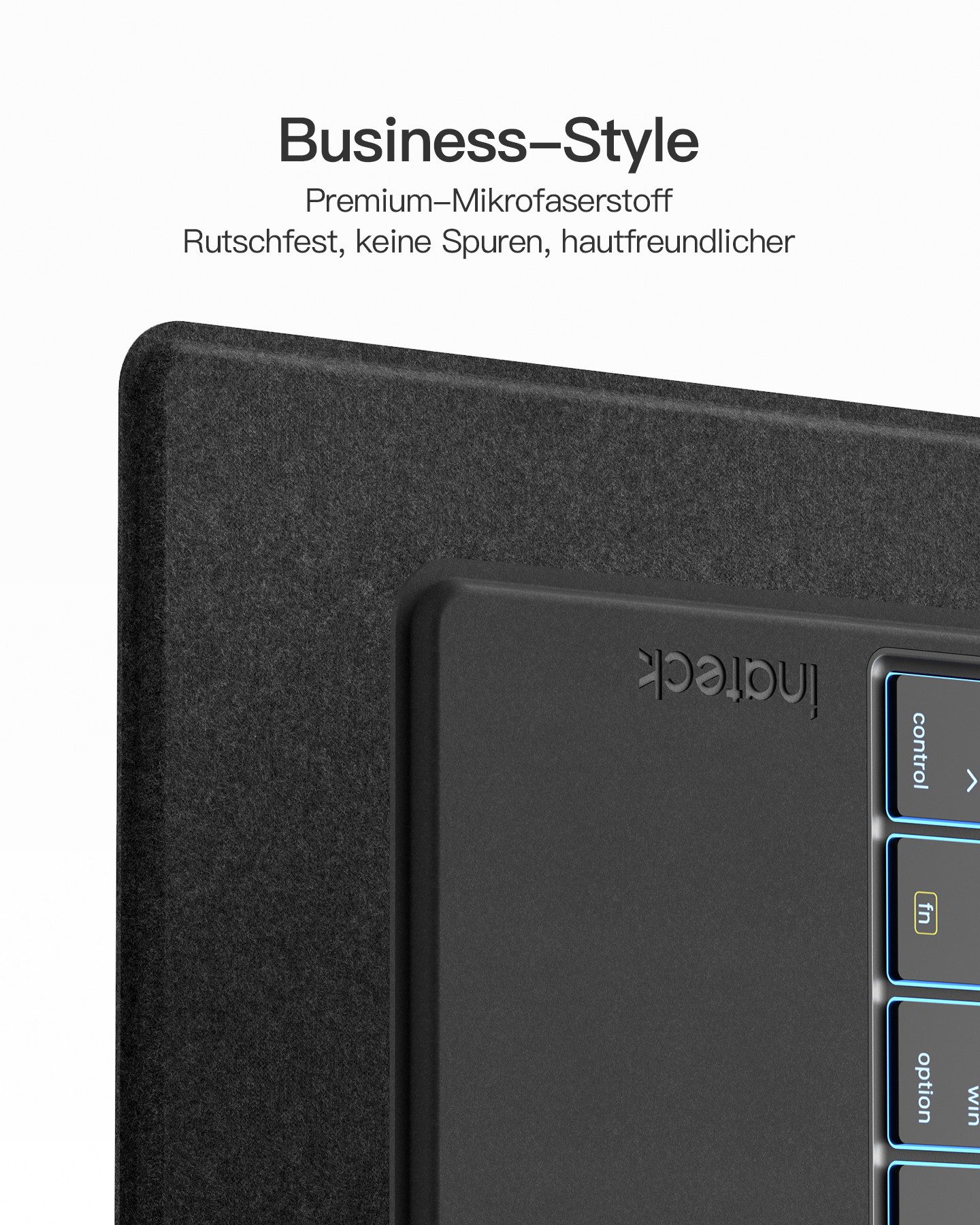 Inateck Bluethooth Tastatur mit Touchpad, mit 3 Bluetooth Kanälen, AI-Funktion Tablet-Tastatur (für Windows, iPad OS, Android, iOS)