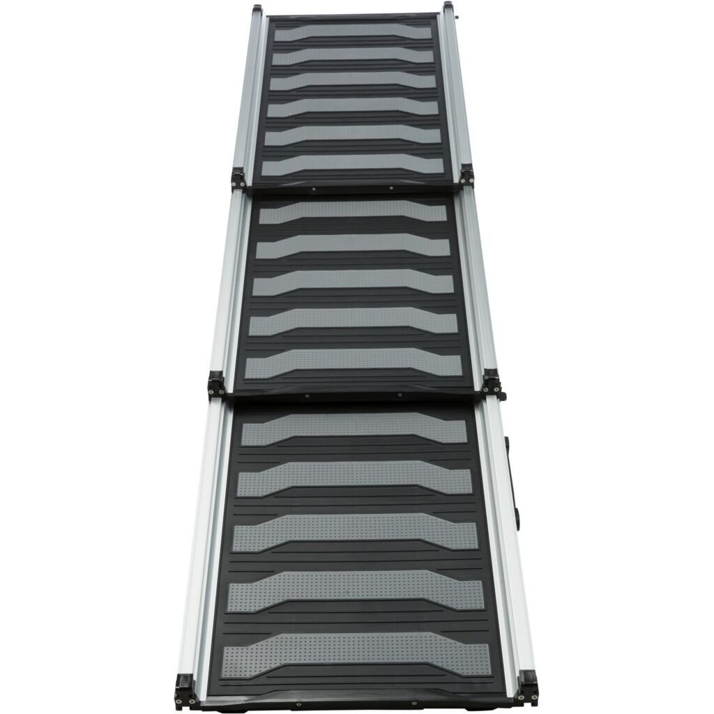 TRIXIE Hunderampe 3-fach Teleskop-Rampe, Aluminium/TPR - schwarz/grau - 40 × 78–175 cm