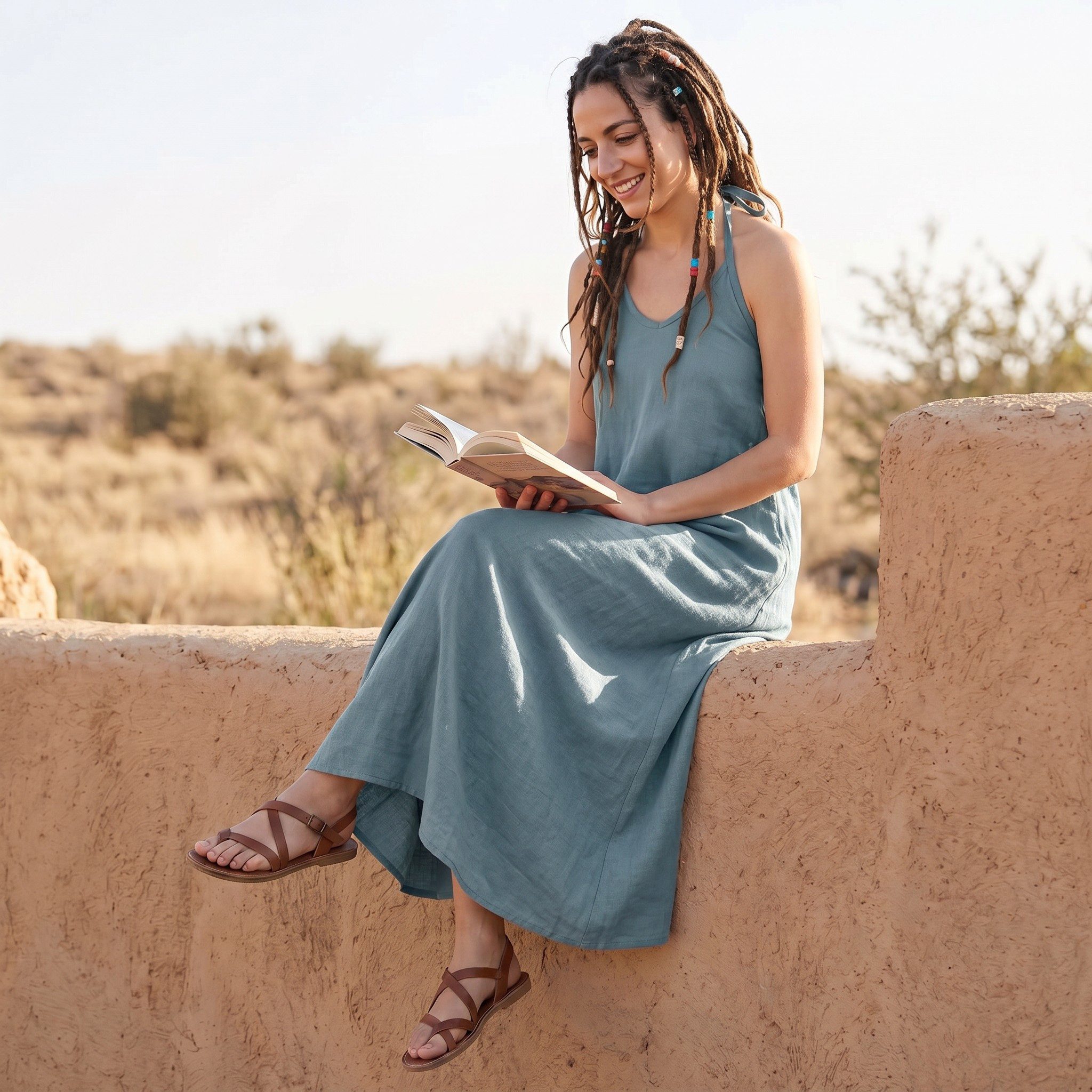 Guru-Shop Midikleid Natürliches Boho Sommerkleid, alternatives.. alternative Bekleidung