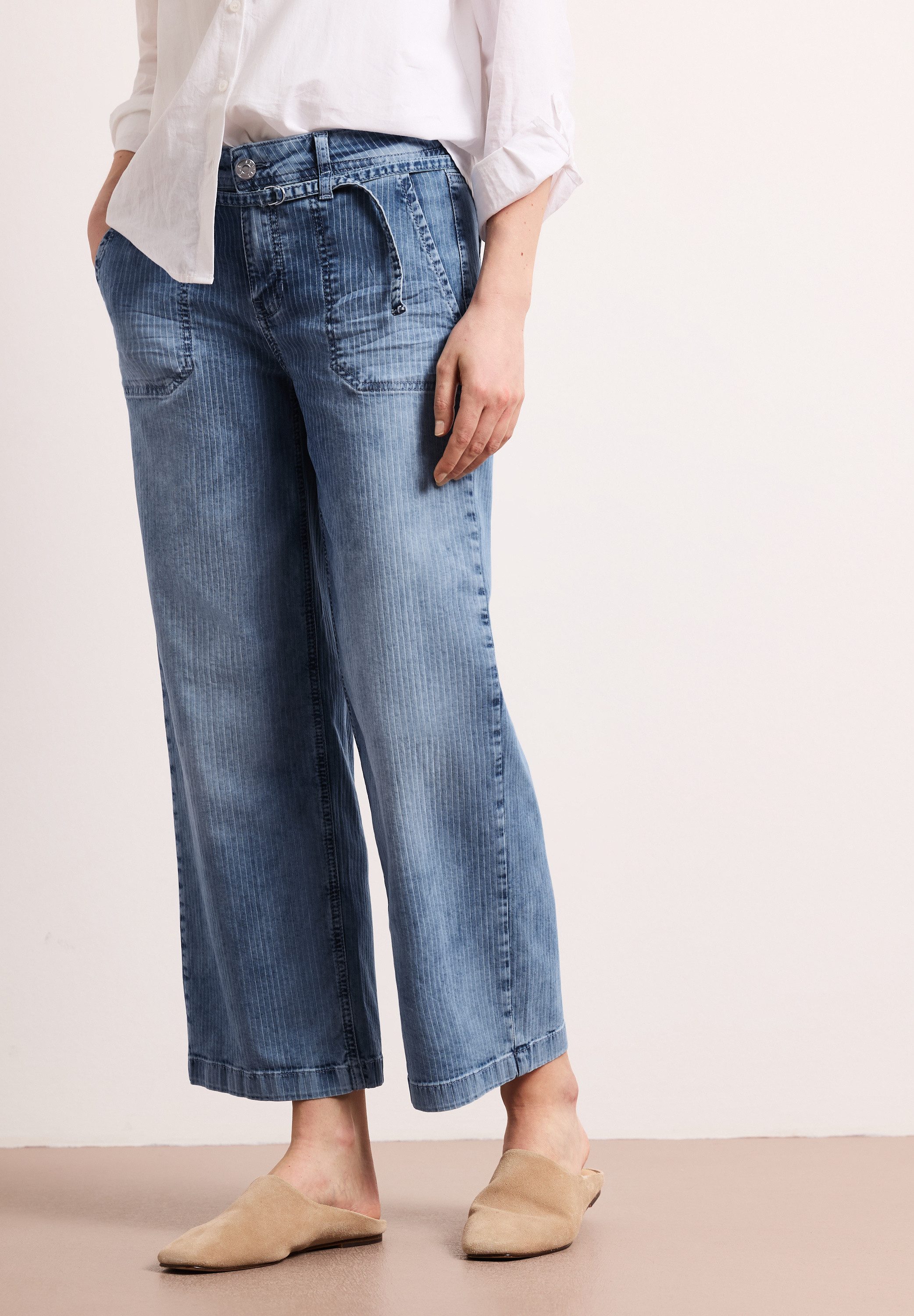 STREET ONE Weite Jeans Style Emee mit Streifen Muster günstig online kaufen