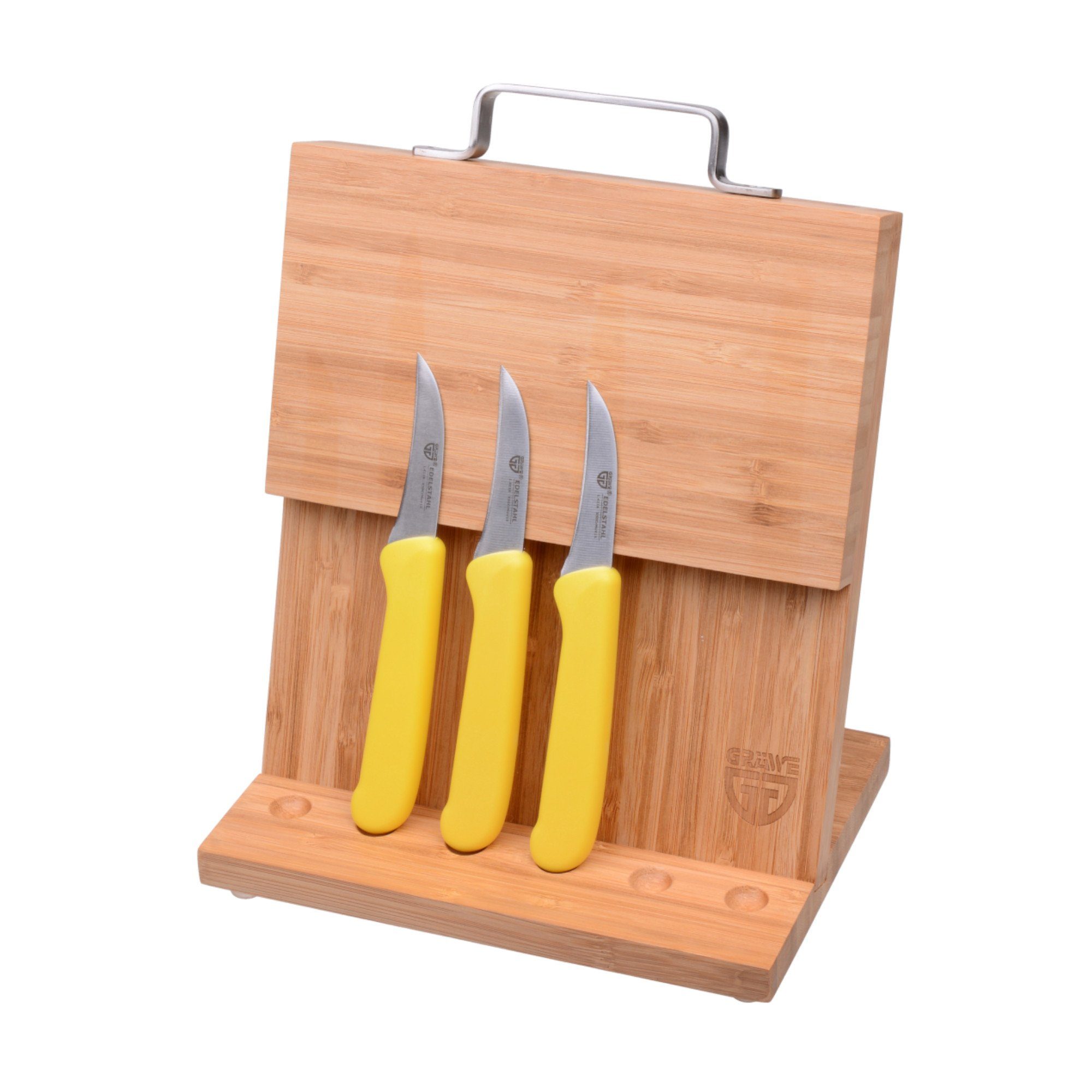 GRÄWE Messerblock GRÄWE Magnet-Messerhalter Gelb, Küchenmessern mit Natur Bambus klein