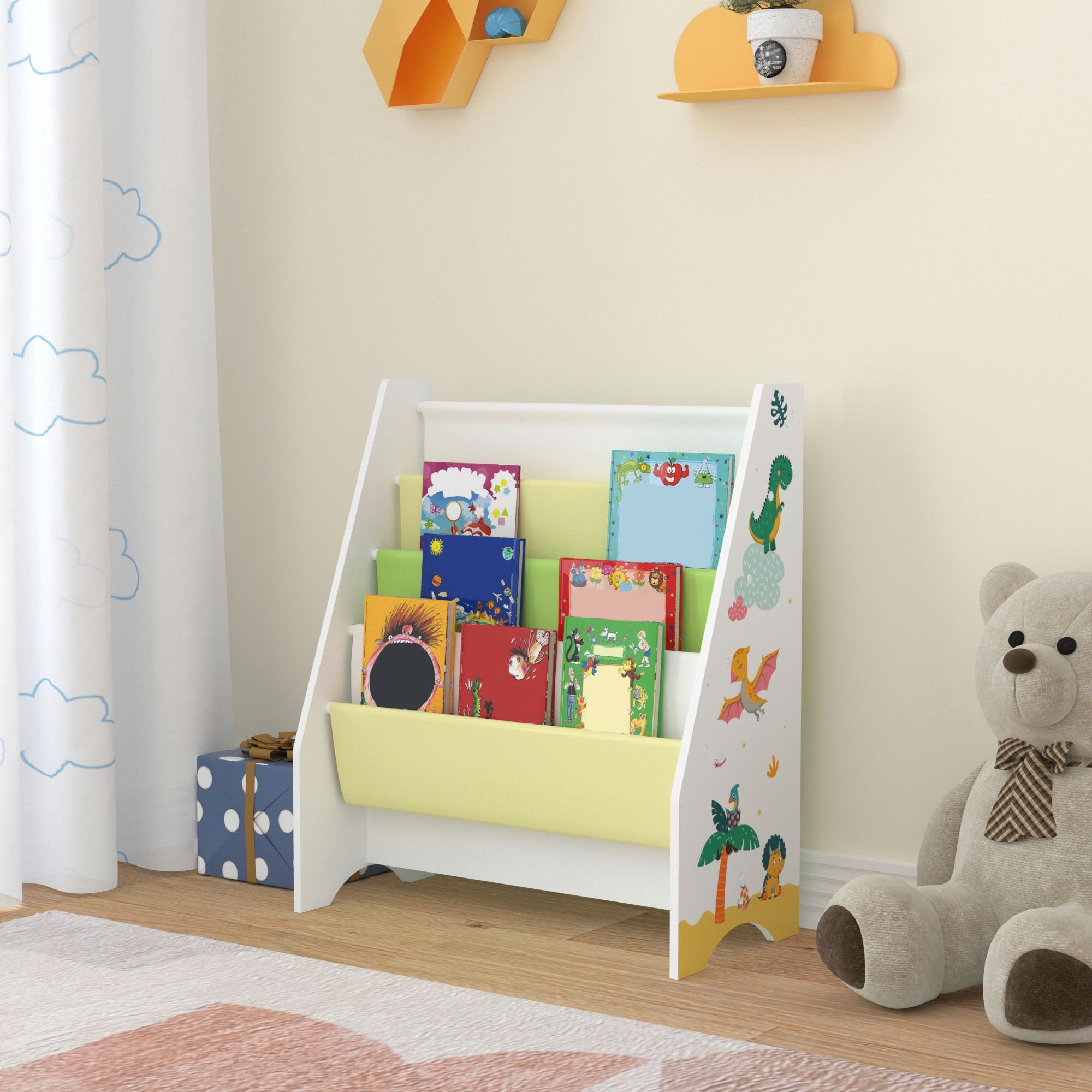 en.casa Kinderregal, »Fisterra« Kinder-Bücherregal 4 Ablagefächer günstig online kaufen