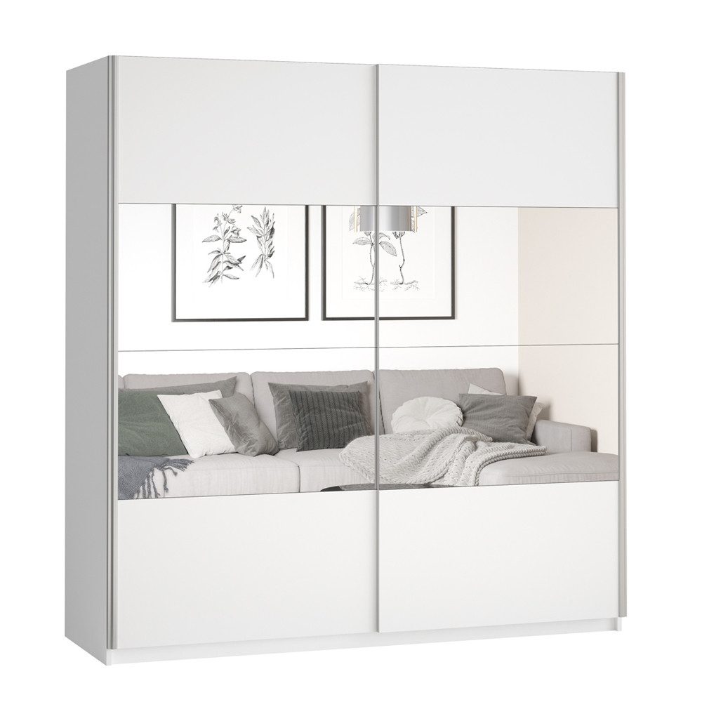 Lomadox Schwebetürenschrank BIRMINGHAM-83 Kleiderschrank mit Schwebetüren in weiß, B/H/T: ca. 200/210/61 cm