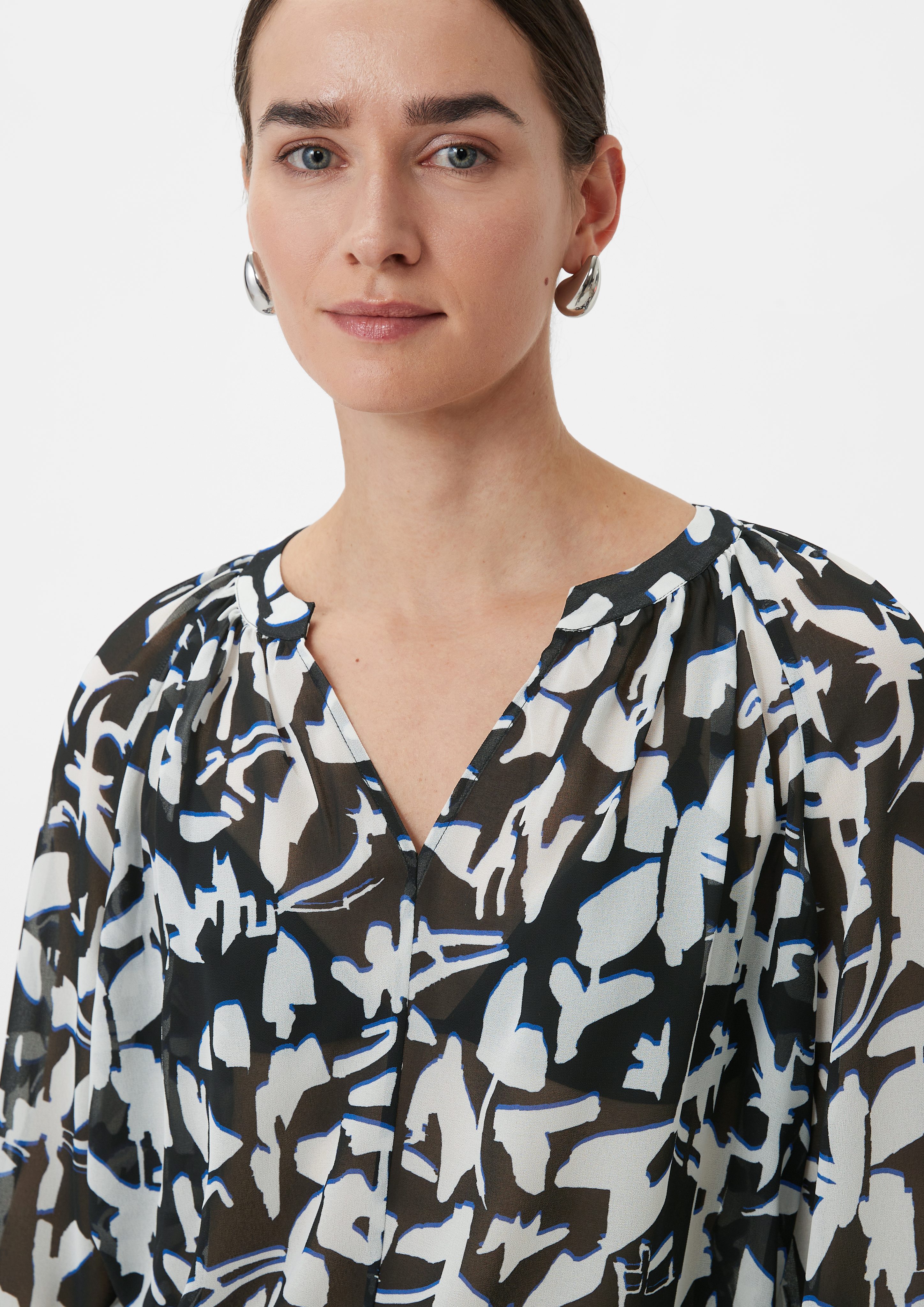 Comma Langarmbluse Bluse aus Chiffon Raffung günstig online kaufen