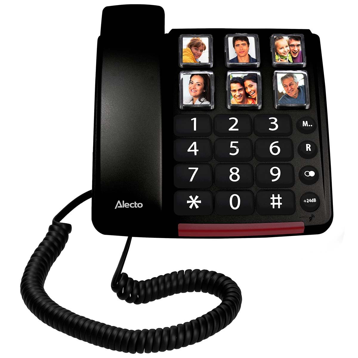 Alecto CW30 Festnetztelefon (Mobilteile: 1, Analog (PSTN), Schnurgebundenes Telefon, große Tasten, 6 Fototasten, +24 dB Lautst)