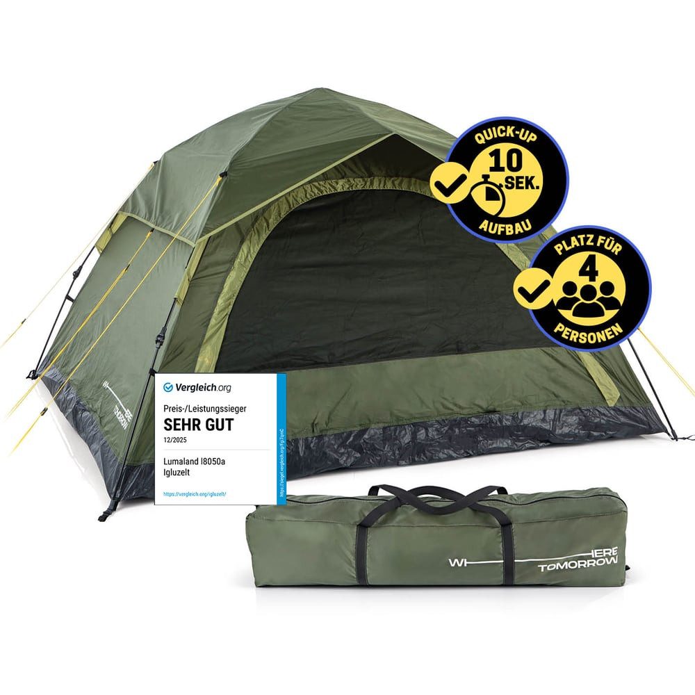 Lumaland Wurfzelt Wurfzelt für 4 Personen 210x240x130cm, Camping Outdoor Partys Festivals Garten Strand Aufbau in 10 Sekunden