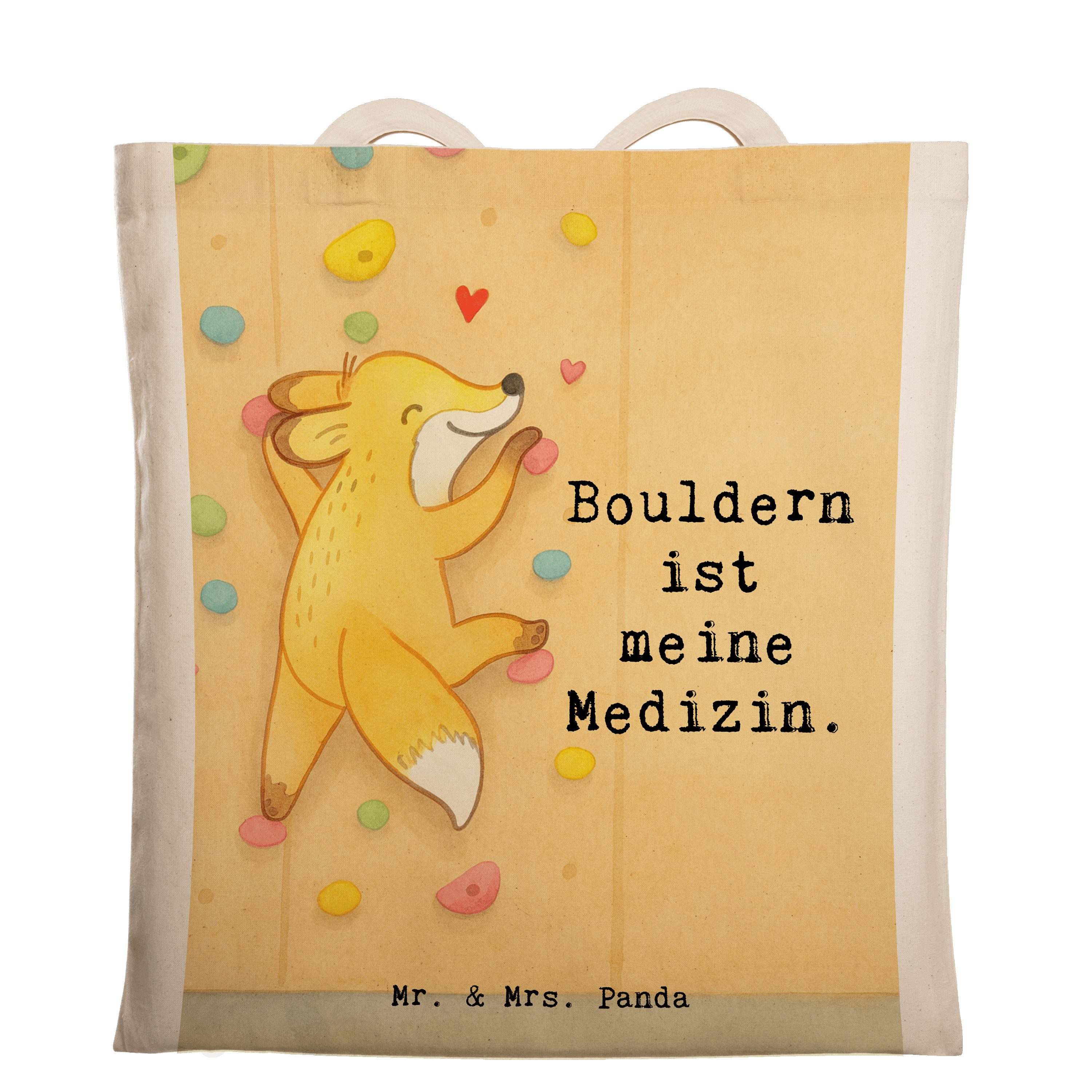 Mr. & Mrs. Panda Tragetasche Fuchs Bouldern Design, Tote Bag, Weiß, Boulderhalle, Kletterhalle, Ge (Packung), Klettern einkaufsshopper Tasche
