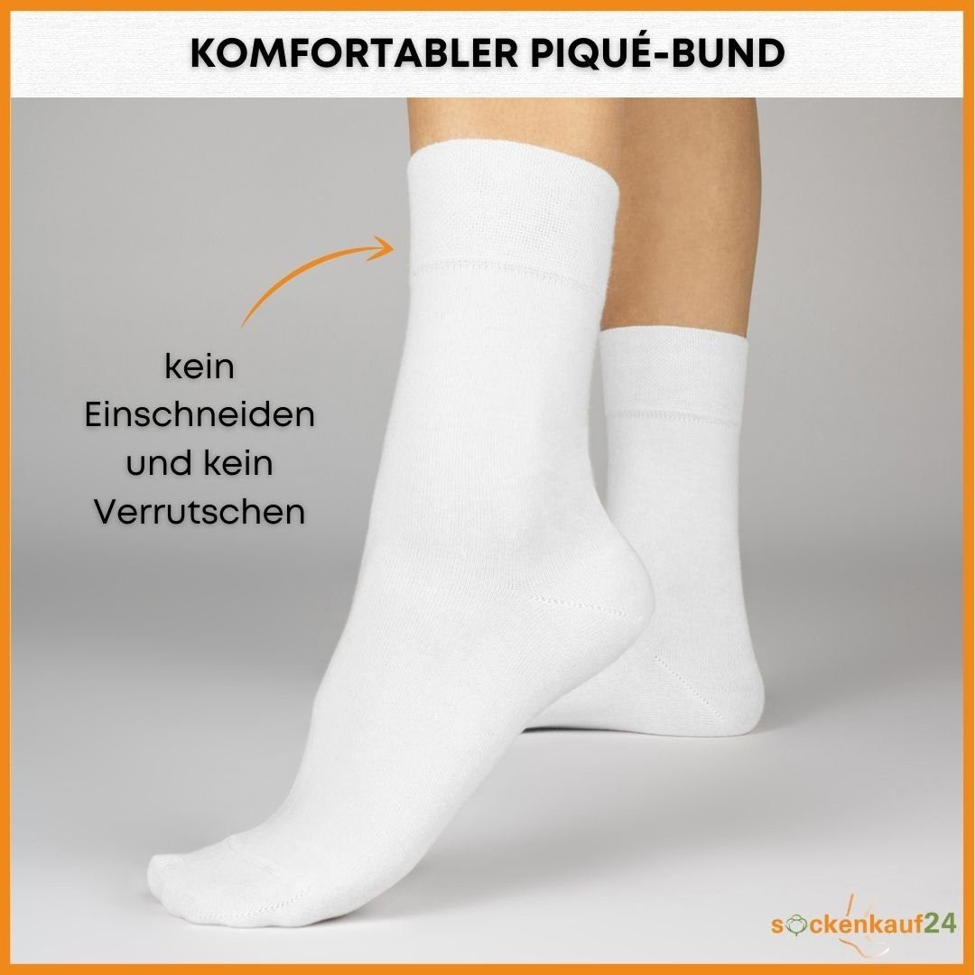 Socken Komfort 10 Paar gekämmter Herren Baumwolle 70101T Premium Socken - Business-Socken 43-46) Pique-Bund Damen mit 10-Paar, (Exclusive (Weiß, sockenkauf24 aus & WP Line)