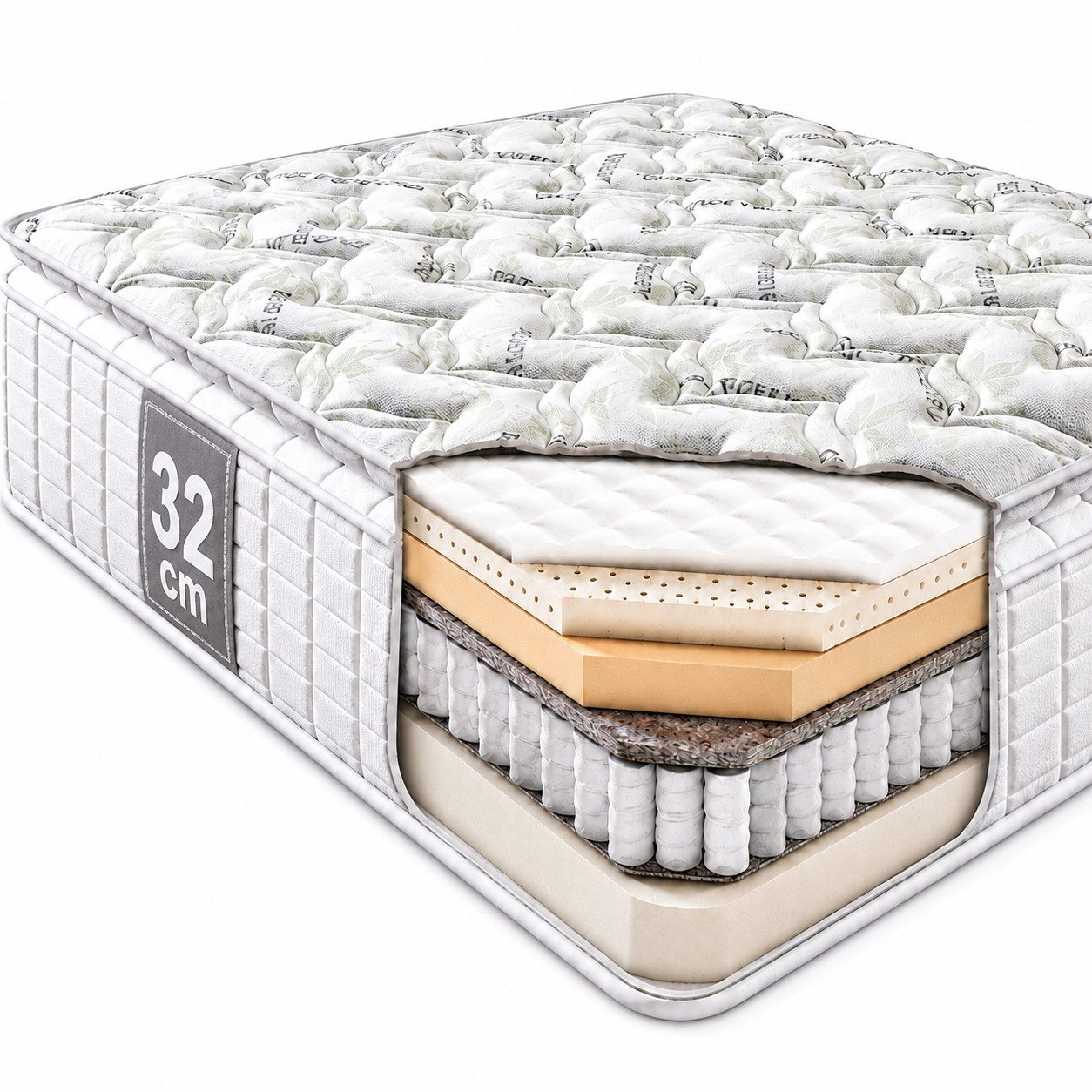 Taschenfederkernmatratze ERTEX Matratze H3-7 Zone Aloe Vera Orthopädische Matratze Federkern, Ertex, 32 cm hoch, (1-teilig), Orthopädisch, Aloe Vera Bezug, 7 Zonen Komfort