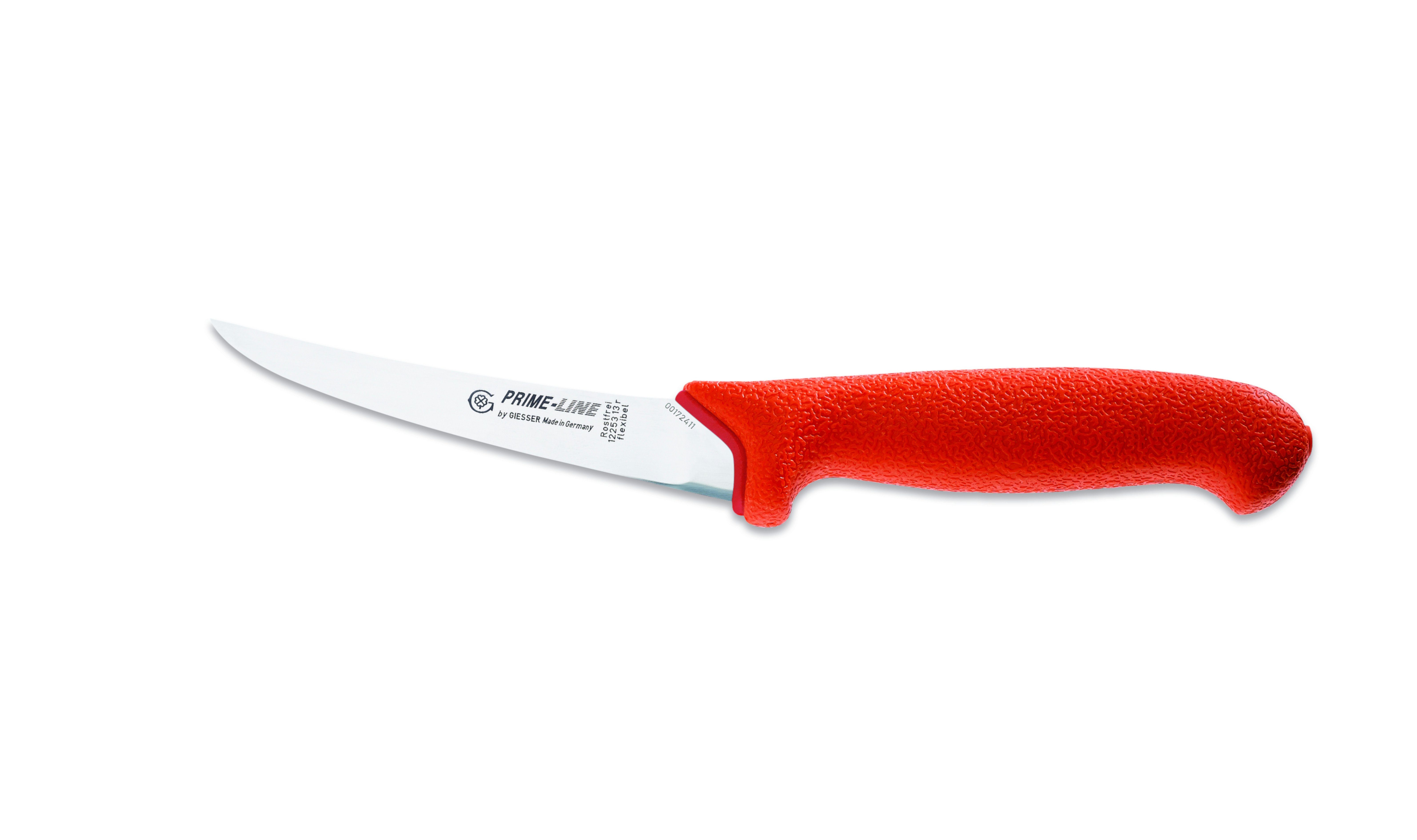 Messer weicher rot rutschfest, PrimeLine, Ausbeinmesser 13/15, Fleischermesser Griff Giesser scharf, 12250