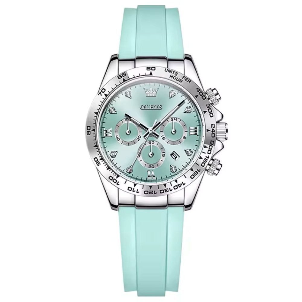 Tidy Quarzuhr Damenuhr – Sportliches Edelstahlgehäuse, Silikonarmband Chronograph