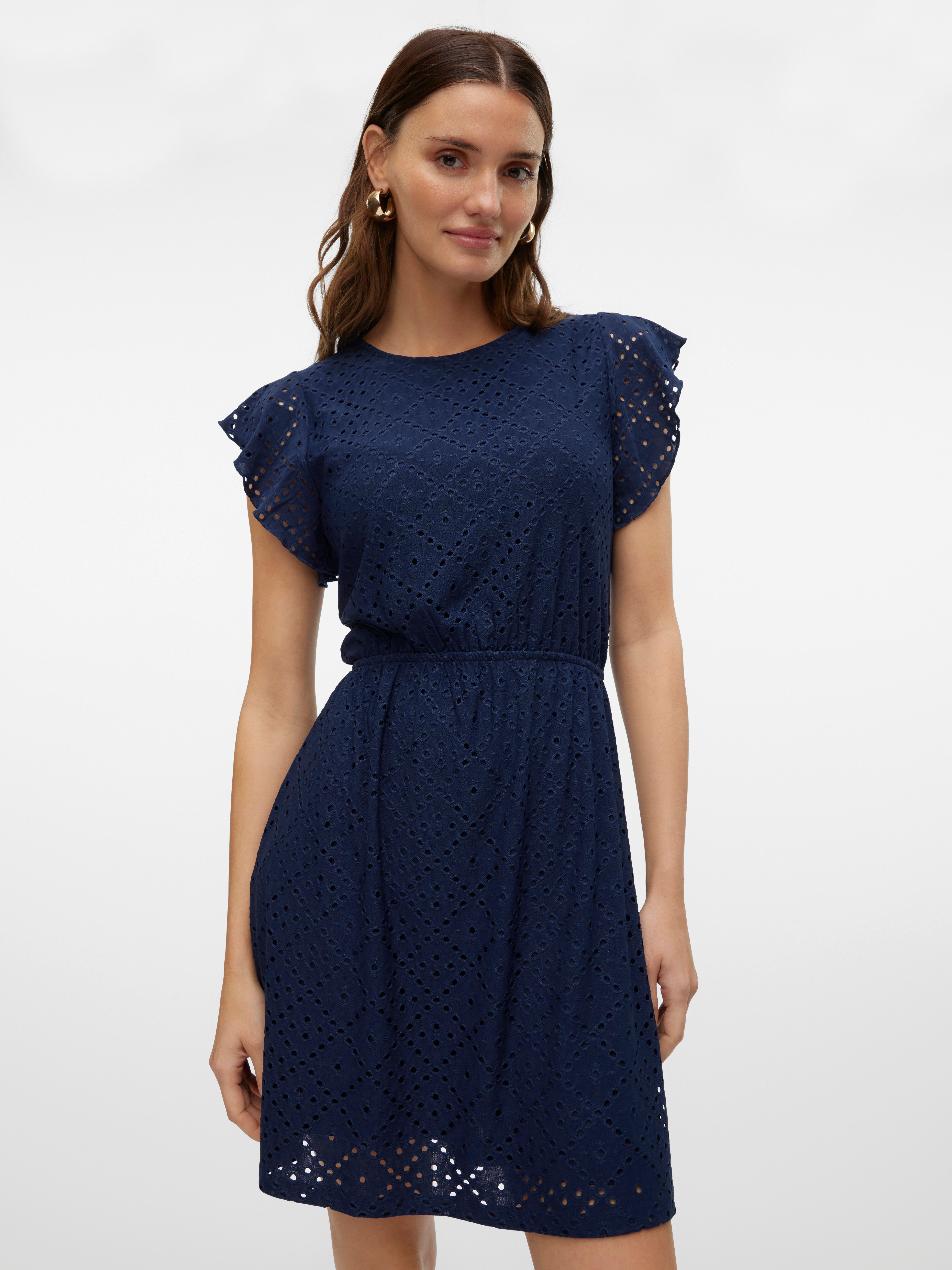 Vero Moda Minikleid VMTASSA SL FRILL SHORT DRESS JRS NOOS Materialmix, regular fit