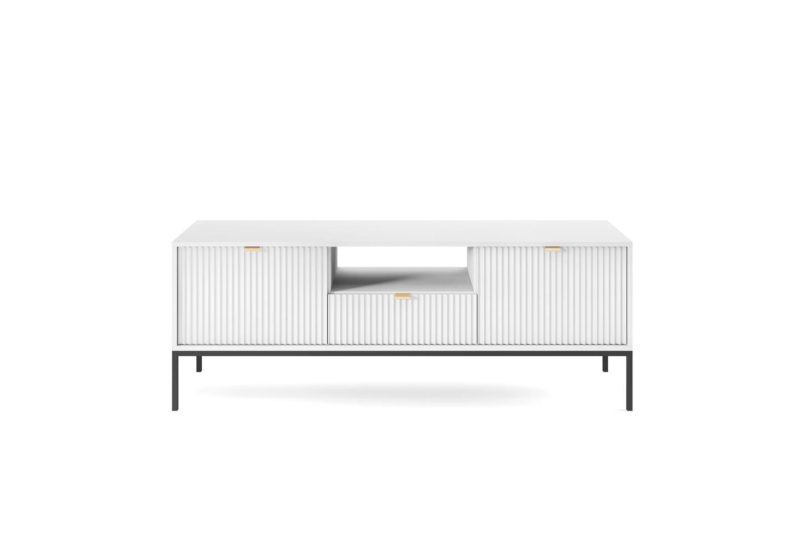 Lowboard Grau (Metallgestell, Farbe) / Beautysofa für Stil Novia / Weiß modernes TV-Schrank Wohnzimmer, Schwarz im