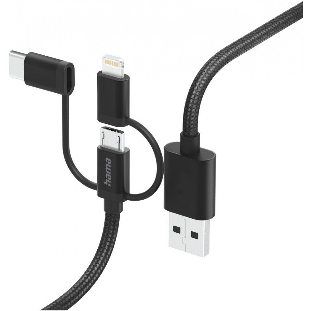 Hama Hama 3in1 Ladekabel 1,5m USB Micro-USB USB-C Lightning USB-Kabel, USB, Micro-USB, USB-C, Lightning, USB, Micro-USB, Lightning, USB, Micro-USB, USB-C, Lightning