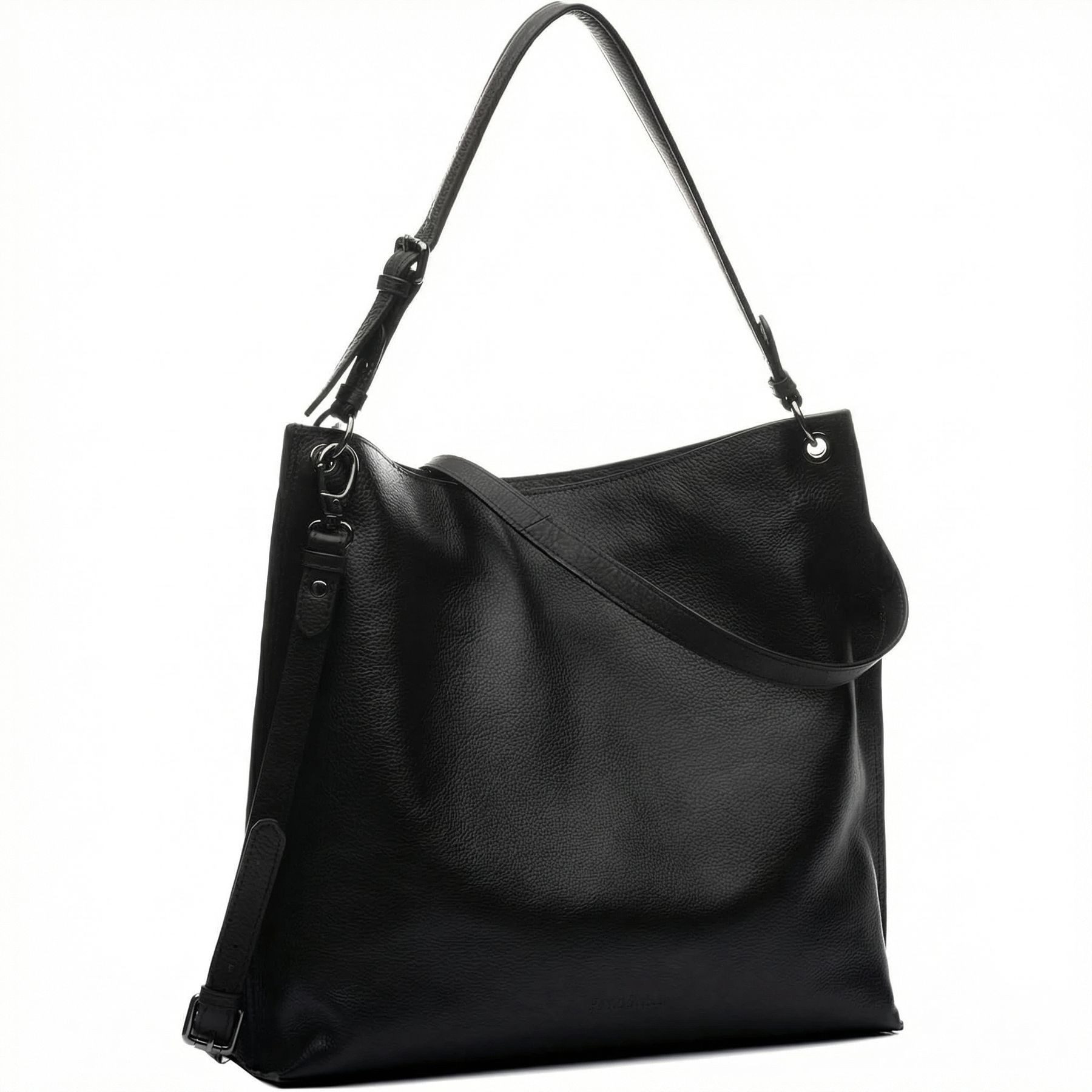 FEYNSINN Umhängetasche echt Leder Hobo Beutel Schultertasche groß schwarz, Schultertasche Echtleder für Damen, Handtasche schwarz