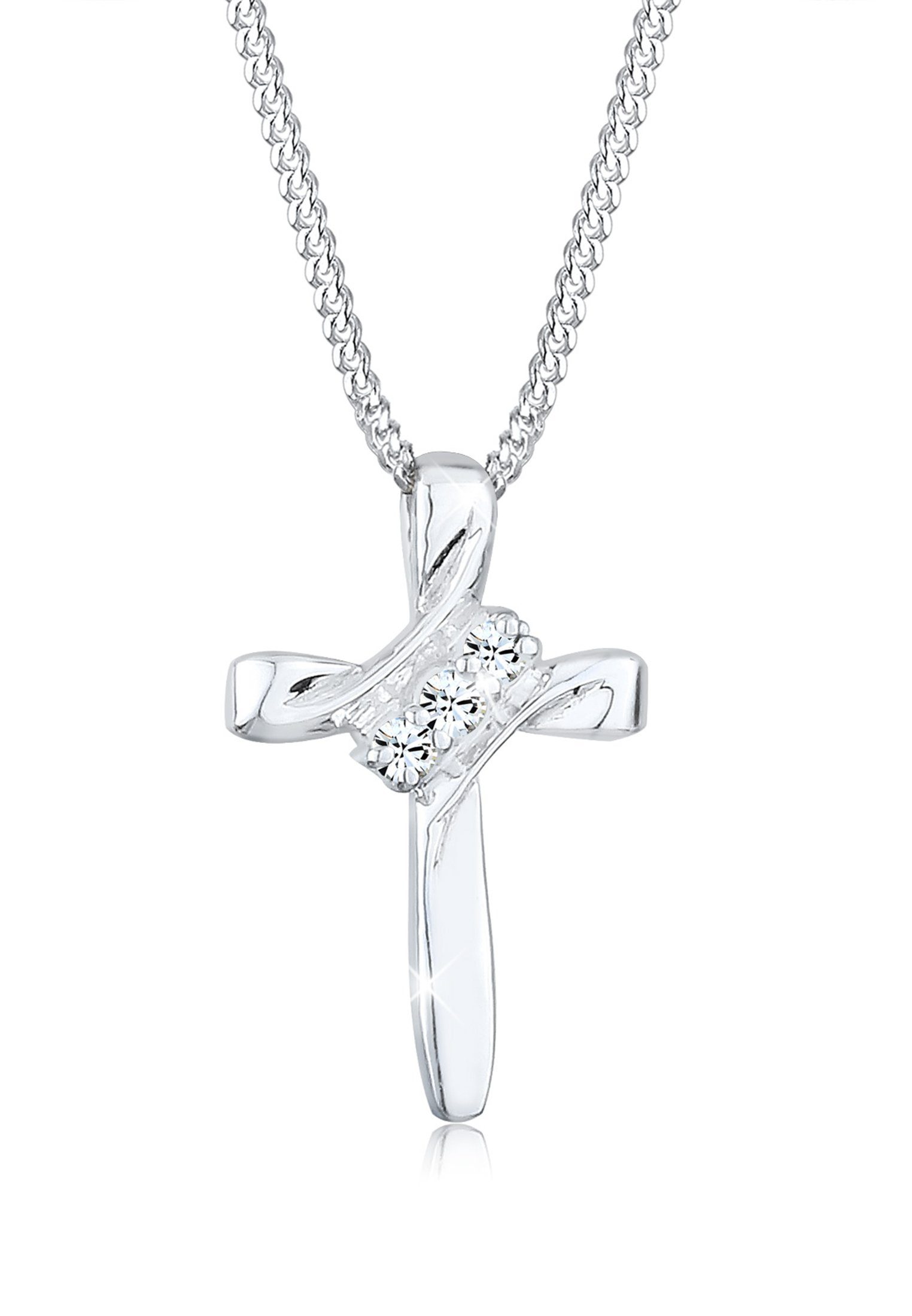 Elli Collierkettchen Kreuz Modern mit Kristalle 925 Silber