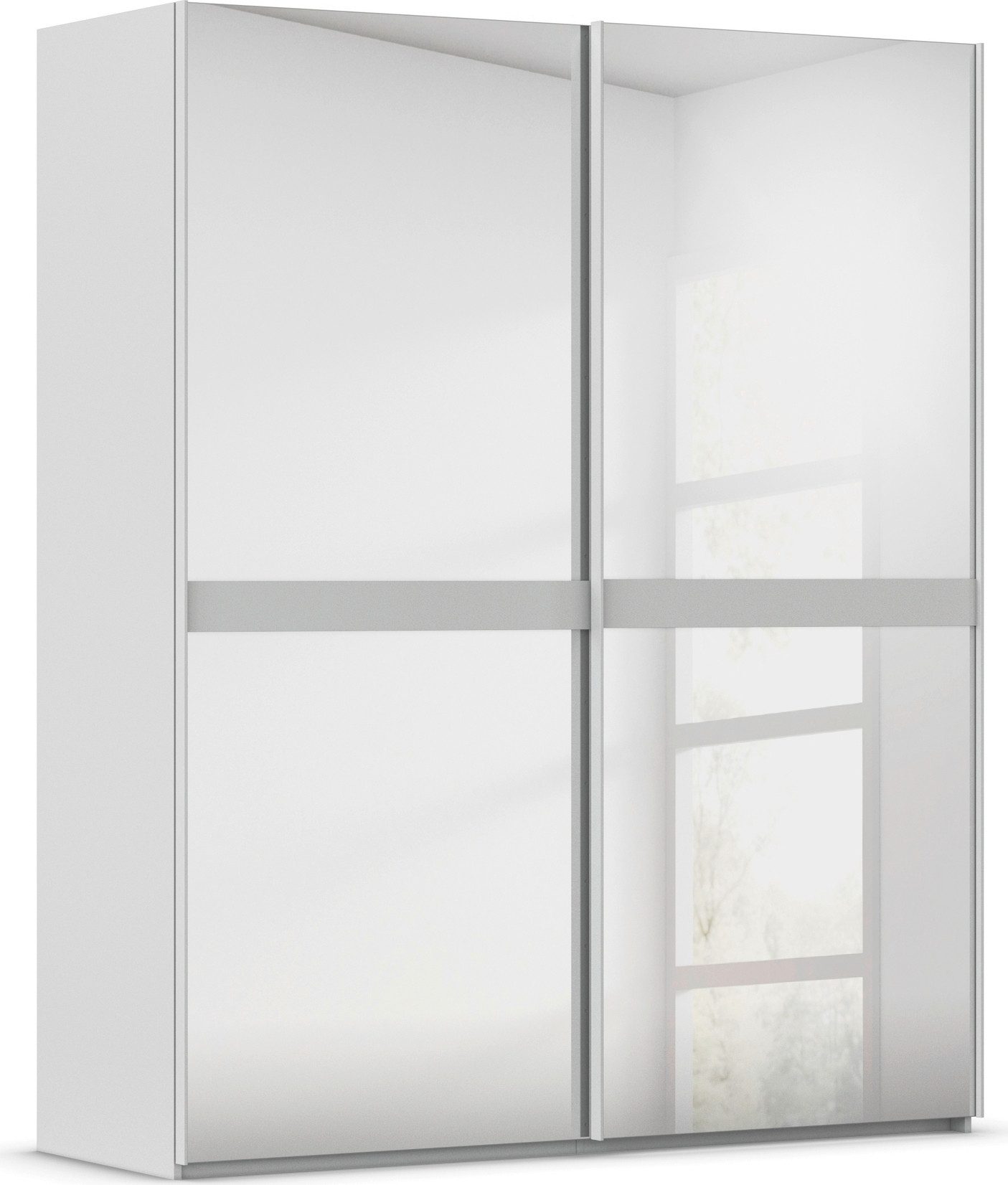 rauch Schwebetürenschrank Kleiderschrank Schrank Garderobe Schlafzimmerschrank SCALE-LINE edle Optik mit Bauchbinde in Korpusfarbe Spiegelfront MADE IN GERMANY