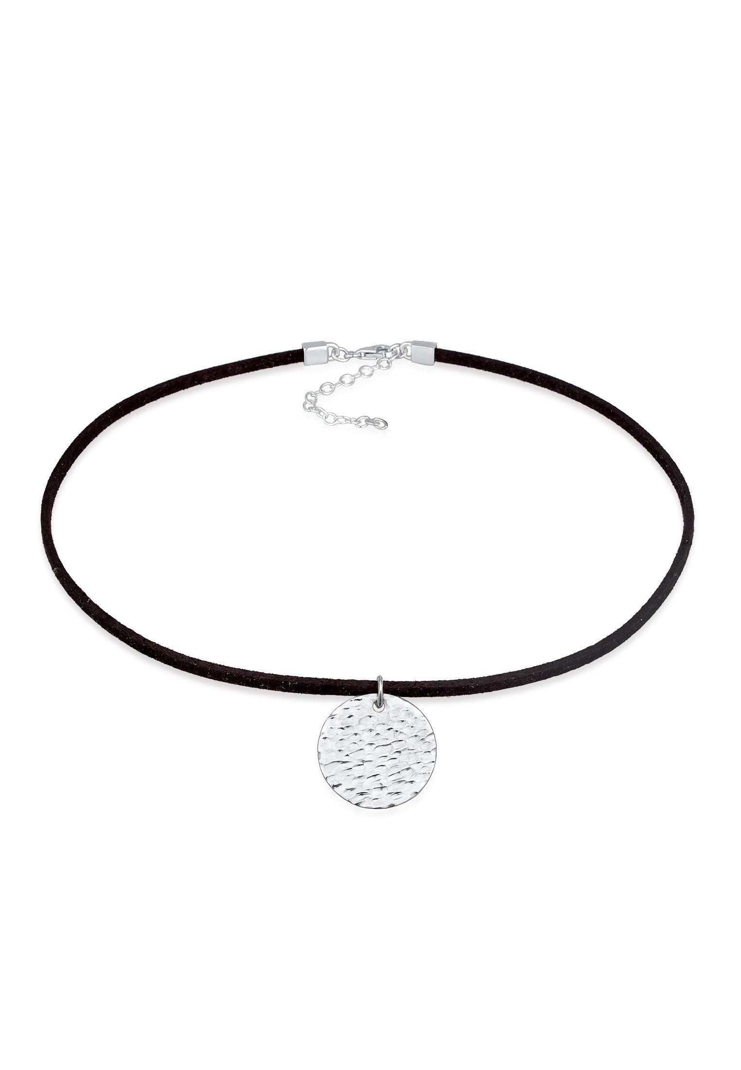 Elli Choker Choker Coin Gehämmert Band Textil 925 Silber