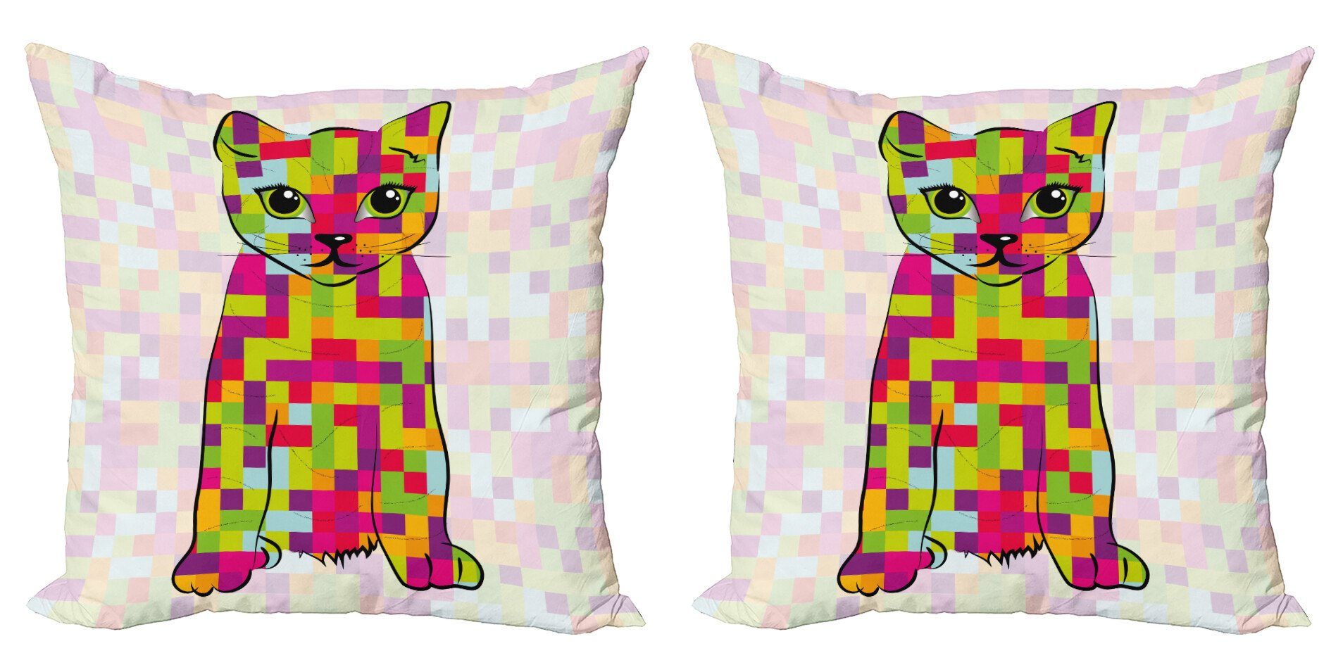Kissenbezüge Modern Accent Doppelseitiger Digitaldruck, Abakuhaus (2 Stück), Modern Cat Digital-Farben