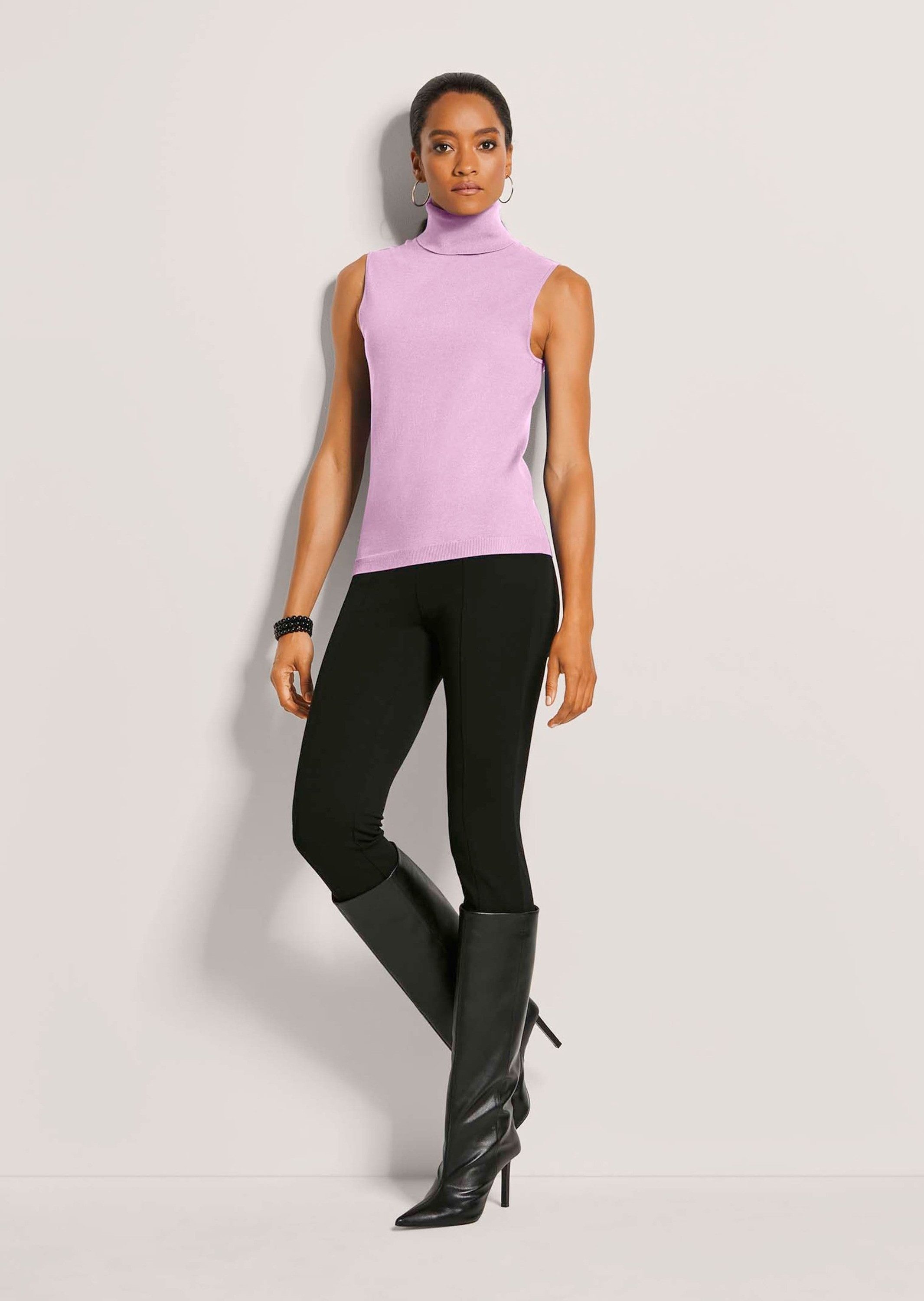 MADELEINE Strickpullover Viskosepullover ohne Ärmel Pullunder mit Rollkragen und ohne Ärmel