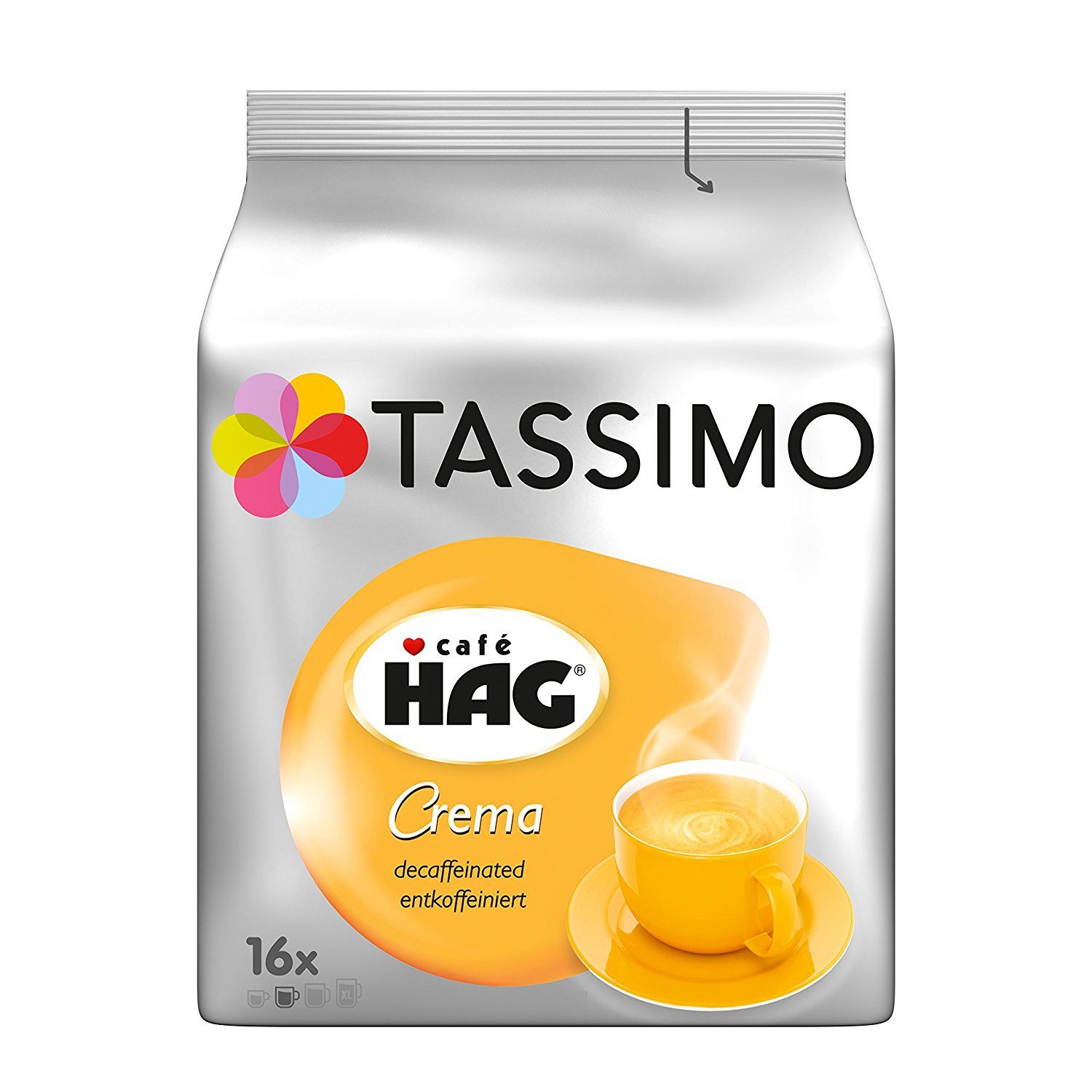TASSIMO Kaffee Kapseln Café HAG entkoffeiniert T Discs 5x16 Getränke koffeinfrei, (Packung, 5er Pack)